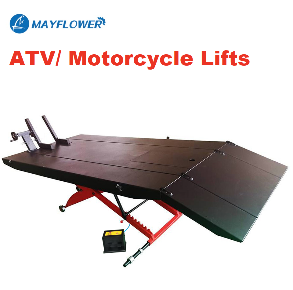 Mayflower Motorcycle Lift ATV Lift Table 1500 LB Air Operated with Side Extensions 2 Years Warranty