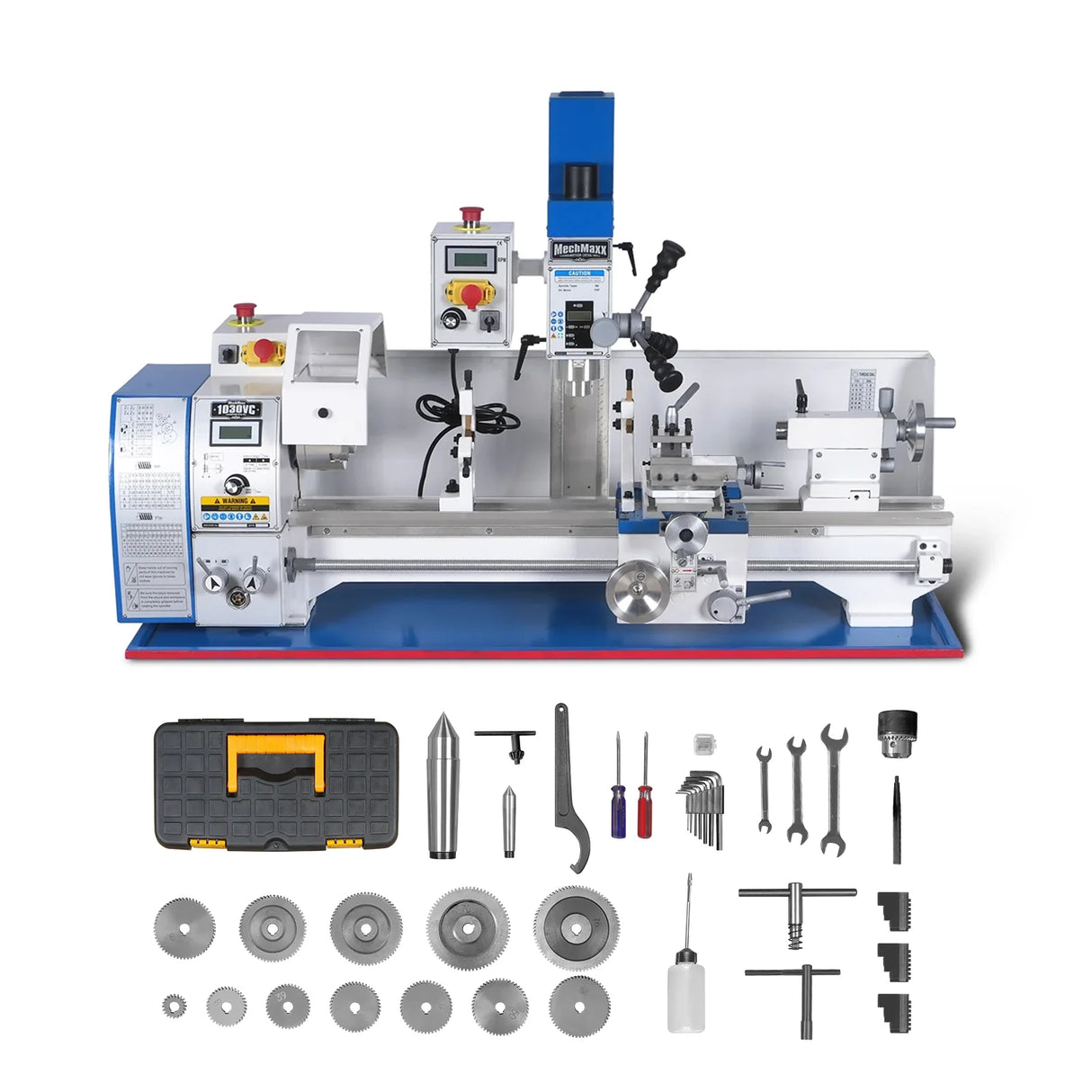 MechMaxx 1.5 HP 10'' x 30'' Combination Lathe Milling Drilling Machine, 1.5'' Spindle Bore, 0-2000 RPM Variable Speed, High Precision Benchtop Lathe for Metalworking – Without Stand 1030VC