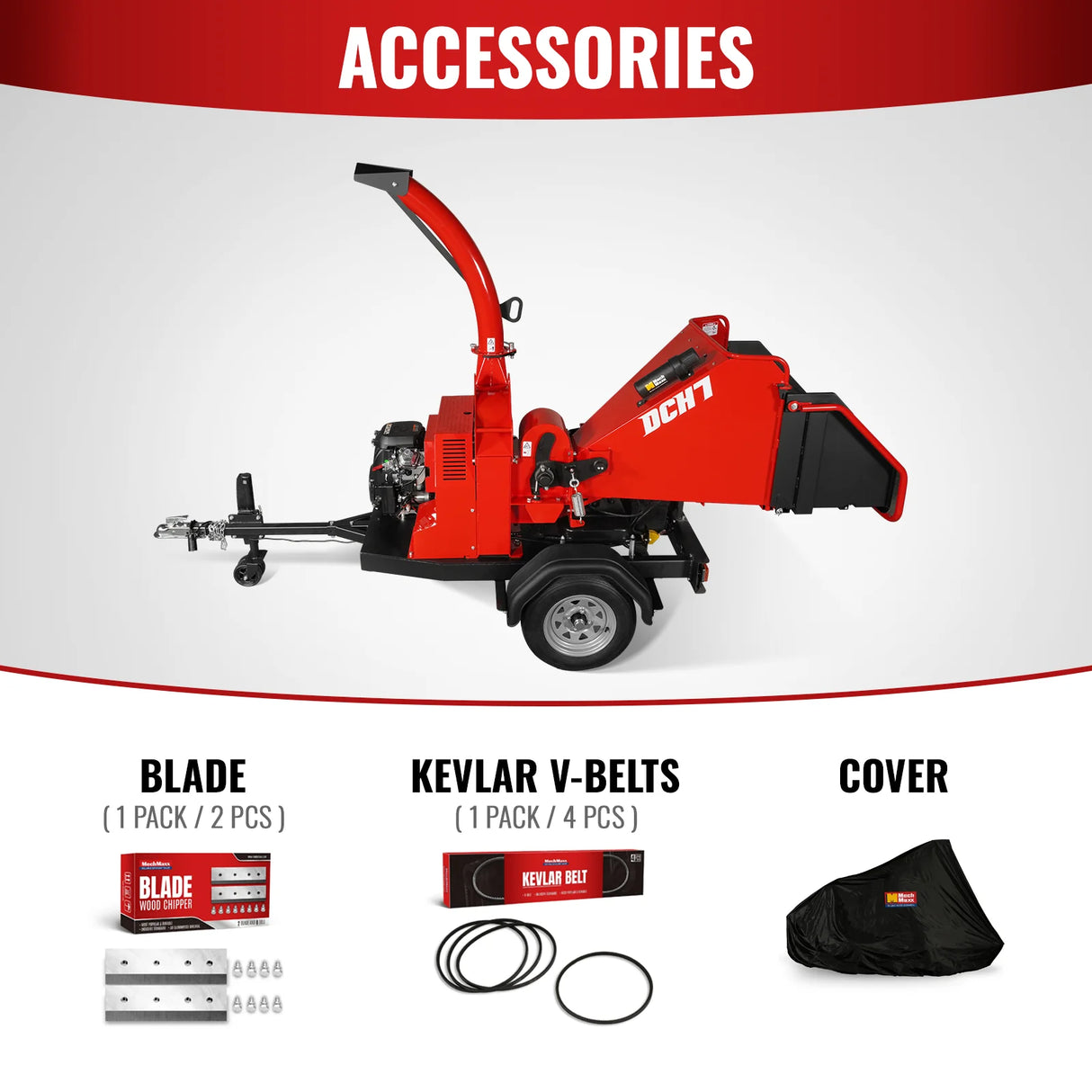 MechMaxx 25hp 750cc Twin Cylinder ZONSEN Petrol Engine 7" Hydraulic Feeding Wood Chipper, DCH7