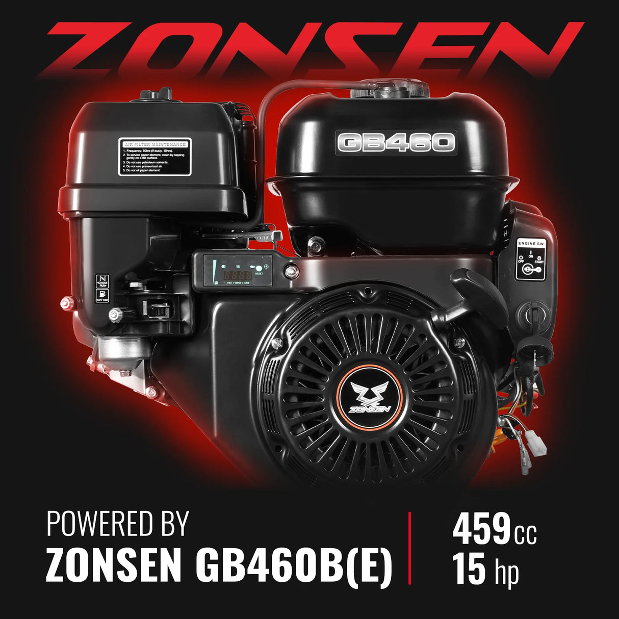 MechMaxx 6 inch ZONSEN E-Start 459cc 15hp Gas Powered 4 - Wheel Drum Wood Chipper with Taillight , B150