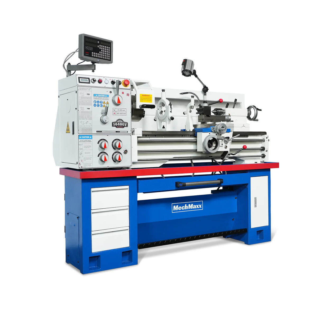 MechMaxx 14" x 40" Industrial Metal Lathe Machine with Variable Speed DRO Gunsmith Gearhead Precision Turning Drilling Belt Drive 1440GV