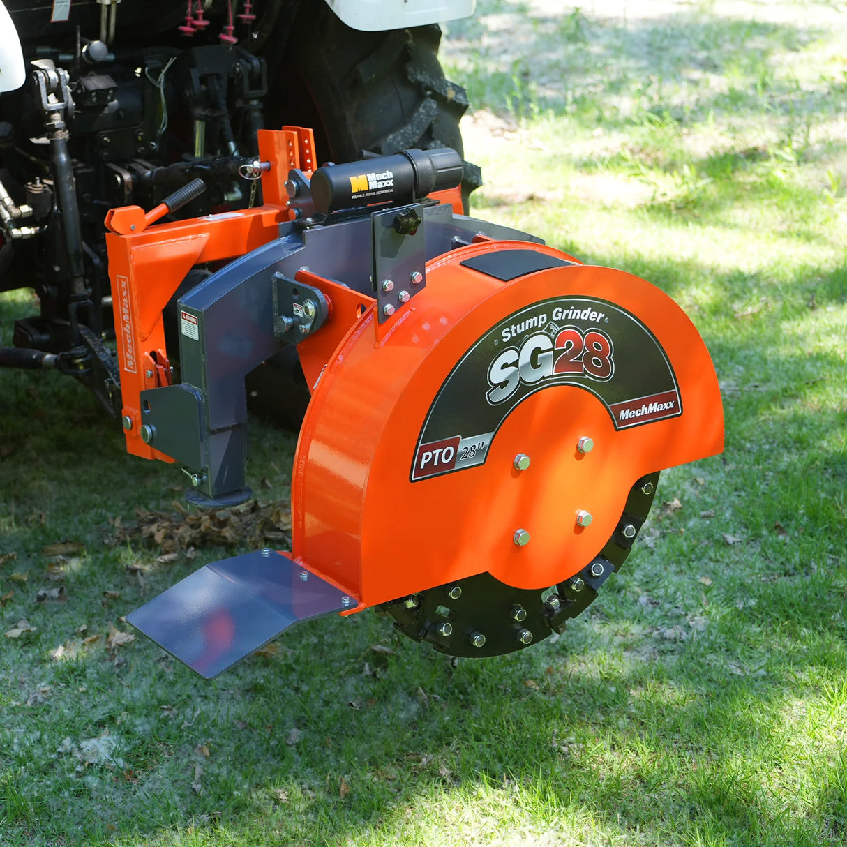 MechMaxx 3-Point PTO Stump Grinder with 44 Carbide Teeth (PTO Shaft Included with Slip Clutch), for 35-80HP Tractor, SG28 – Orange