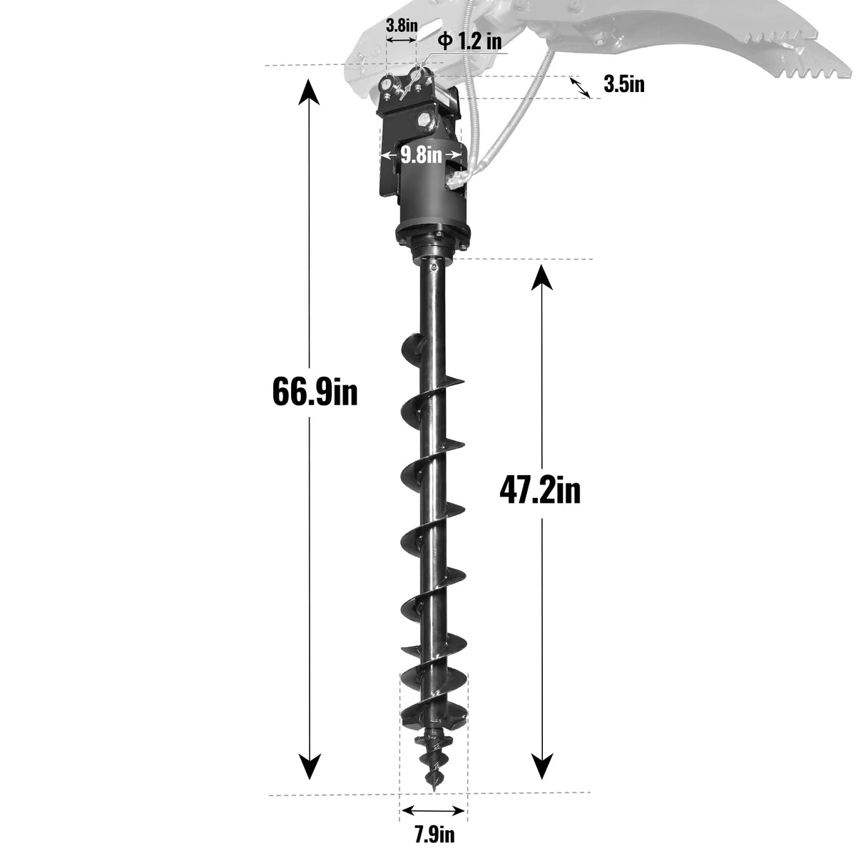 Three-Rod Auger for Mini Compact Excavator MEC17, MEC17PRO (SKU: 150533; 150534)