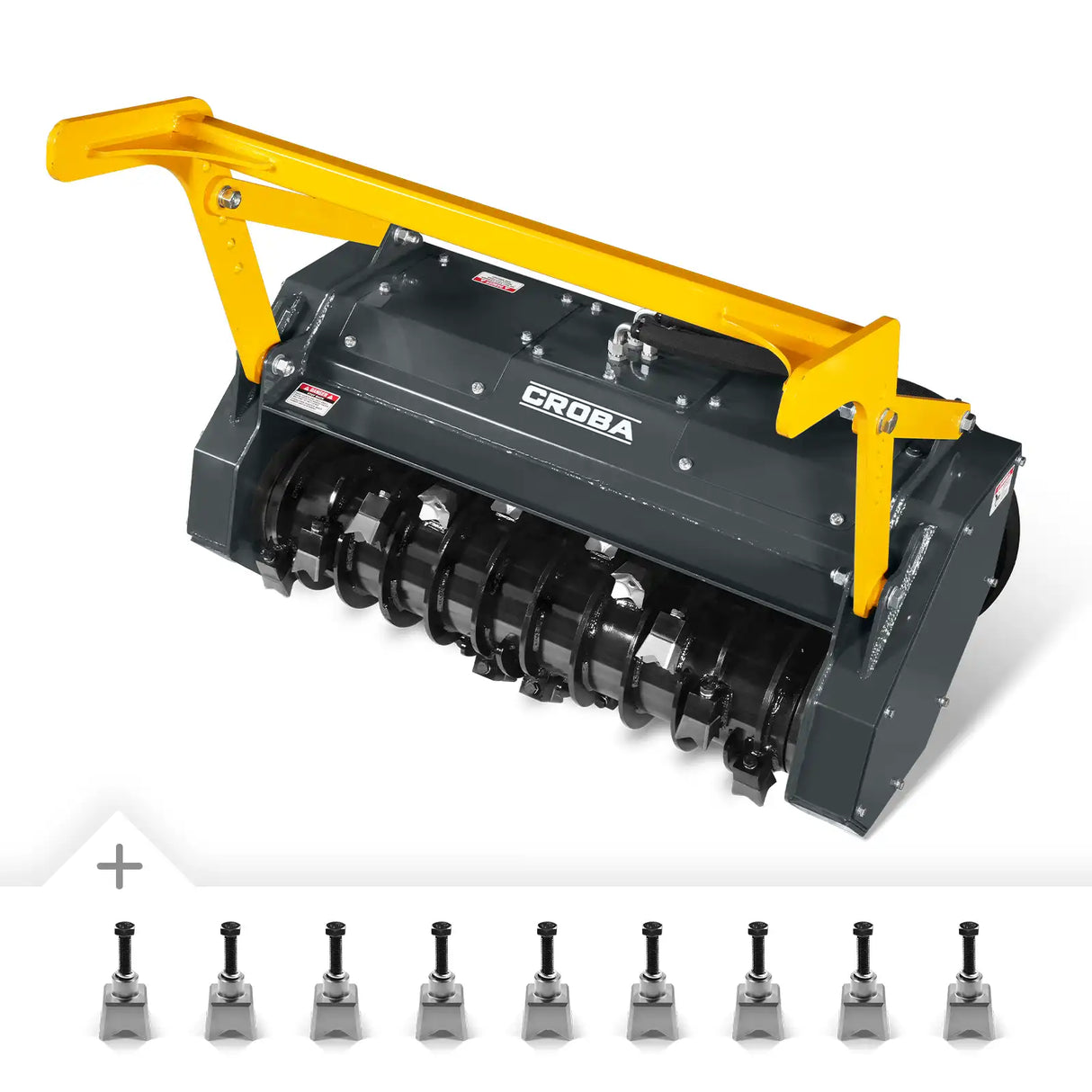 37"Mini Skid Steer Drum Forestry Brush Mulcher Attachment, Hydraulic Flow Range 11 To 16 GPM, MCH37