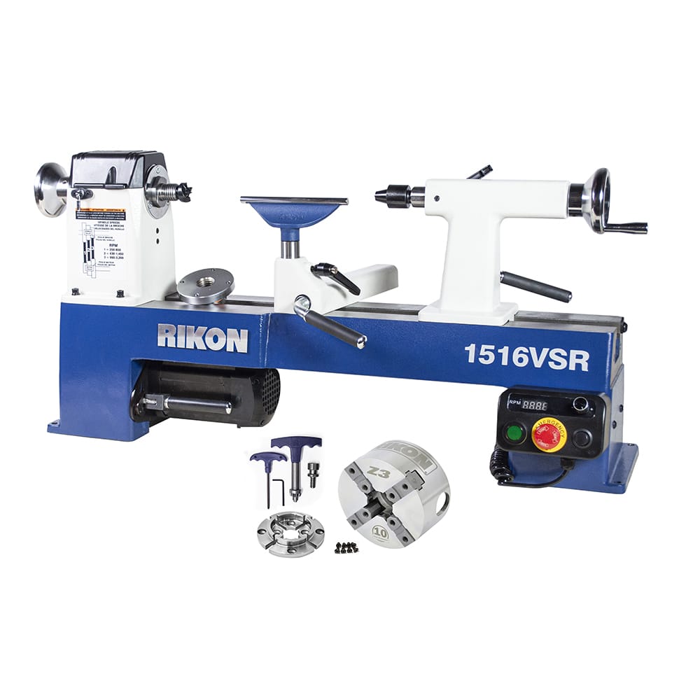 RIKON VSR Midi Lathe with Chuck - 12 in x 16-1/2 in