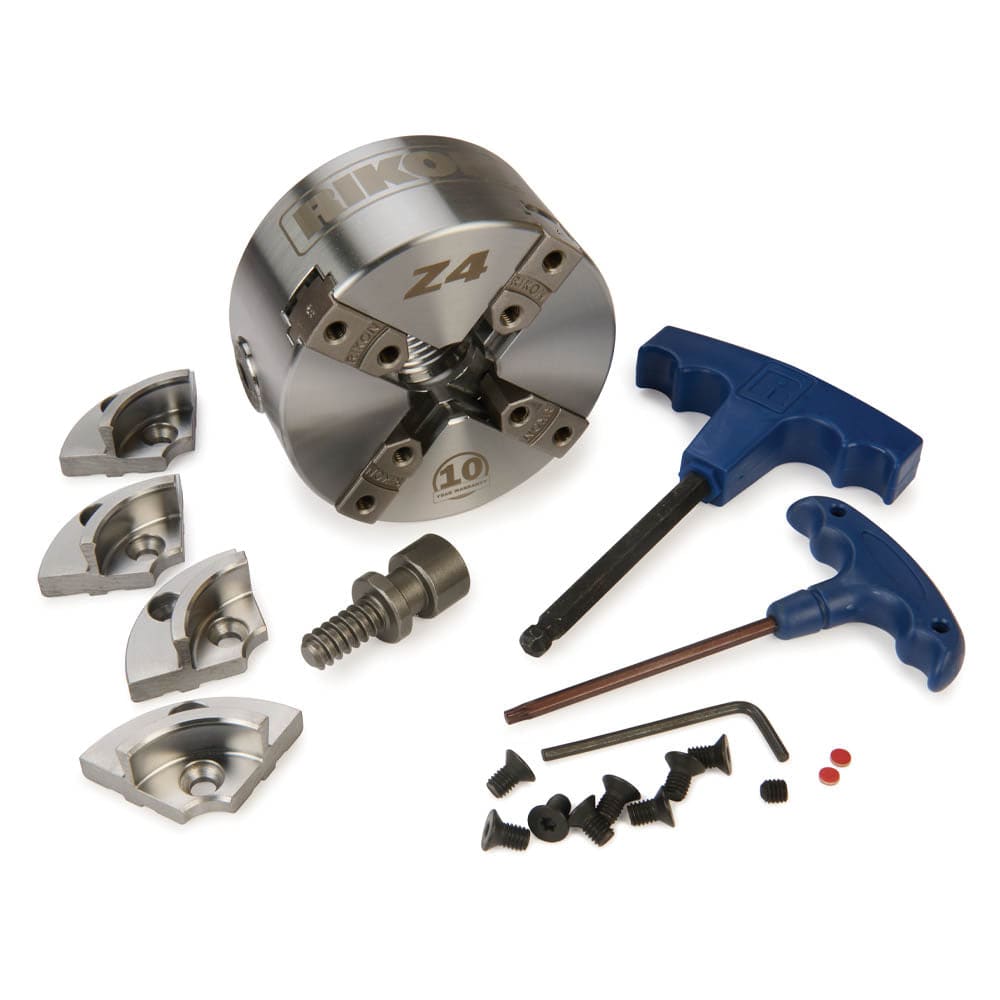 RIKON Z4 4-Jaw Lathe Chuck - Direct Thread - 1-1/4 in x 8 TPI