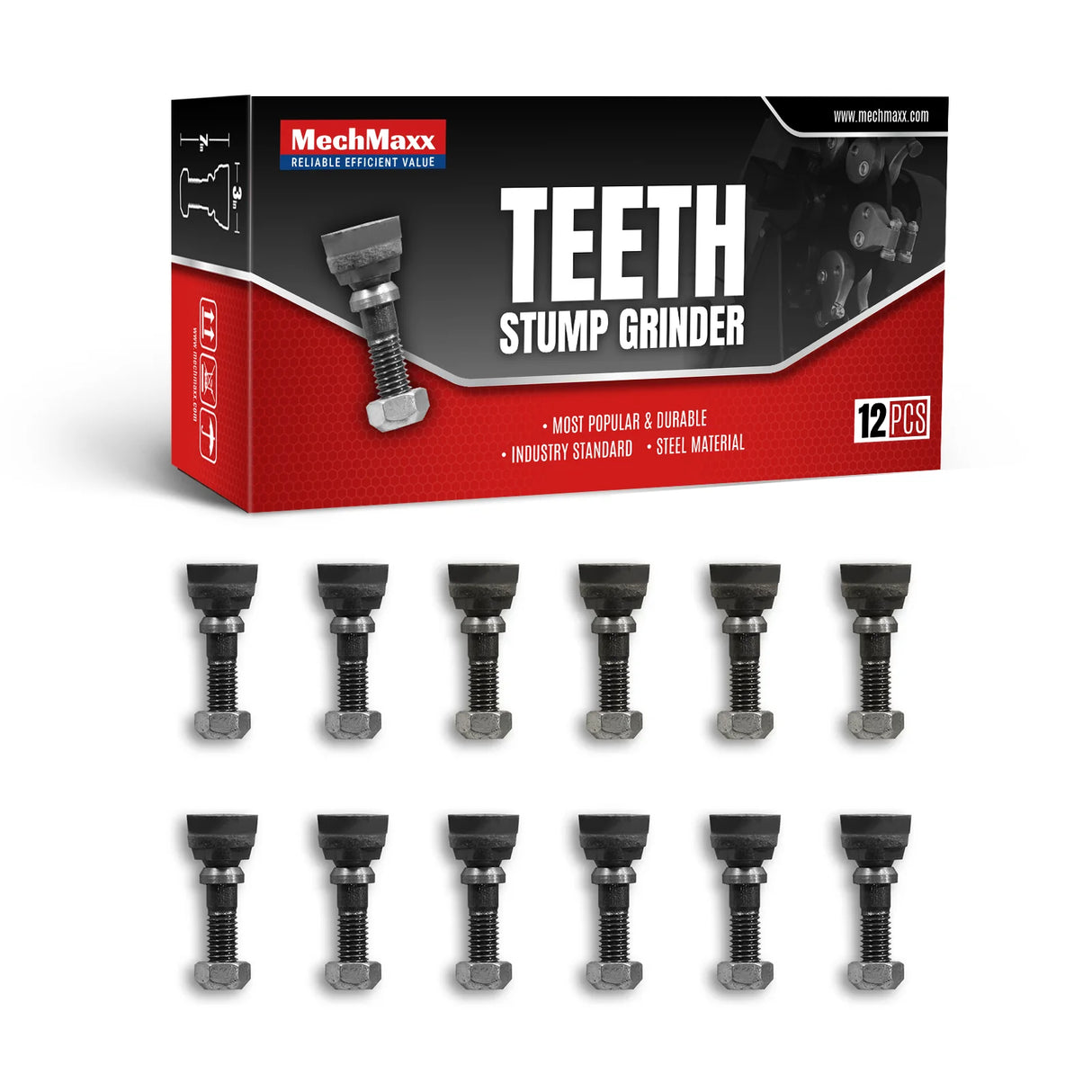 MechMaxx ( 1 Pack / 12 Pcs ) Teeth for Stump Grinder SGR1500; SG380; TSG61 (SKU: 130200; 130300; 130400; 150152)