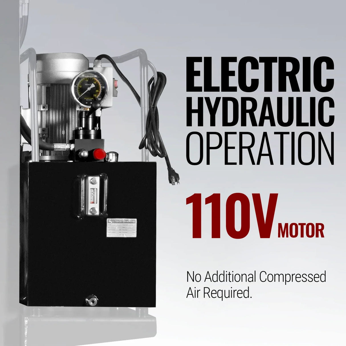150 Ton H-Frame Electric Hydraulic Shop Press with Double-Acting Cylinder & Chain-Driven Table Lift, 110V Motor, Fully Welded Steel Frame, Safety Guard, HSP150E