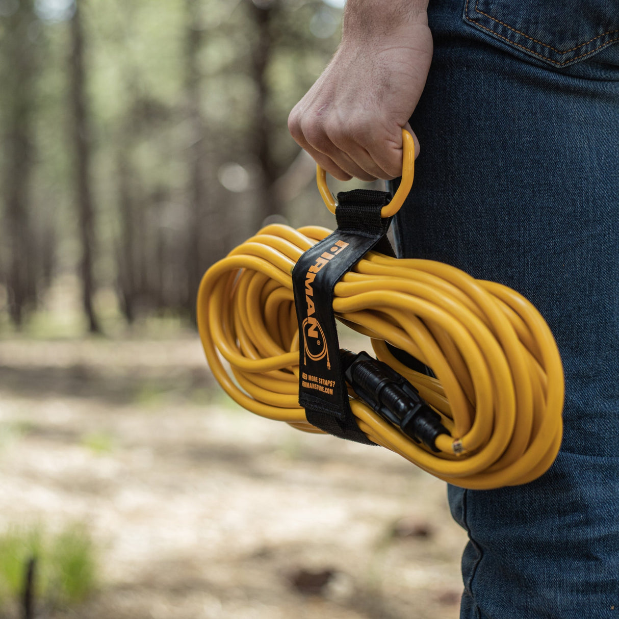 50ft Medium Duty 5-15P to 5-15R Generator Utility Power Cord With Storage Strap