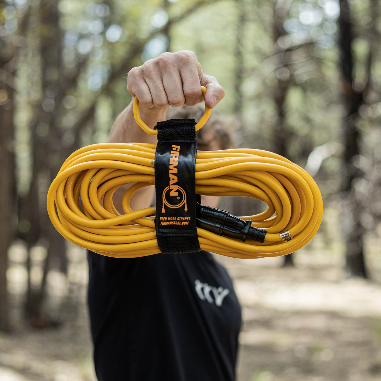 50ft Medium Duty 5-15P to 5-15R Generator Utility Power Cord With Storage Strap