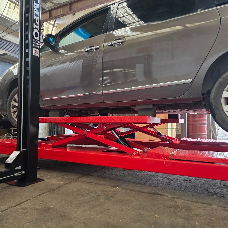 Olympic Equipment 10,000 lb Portable Storage 4-Post Lift with Scissor Jacks 4PXL-10B