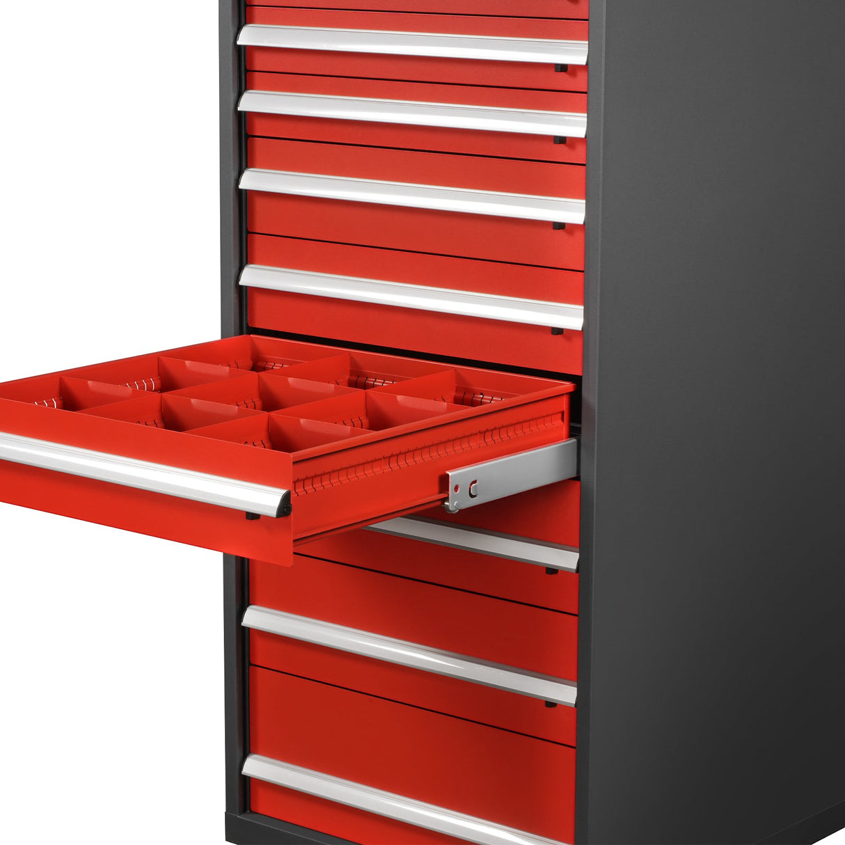 Heavy Duty Modular Drawer Cabinet - 9 Drawer, 59" H x 28.5" W x 28.5" D Tool Storage Organizer, Steel Construction