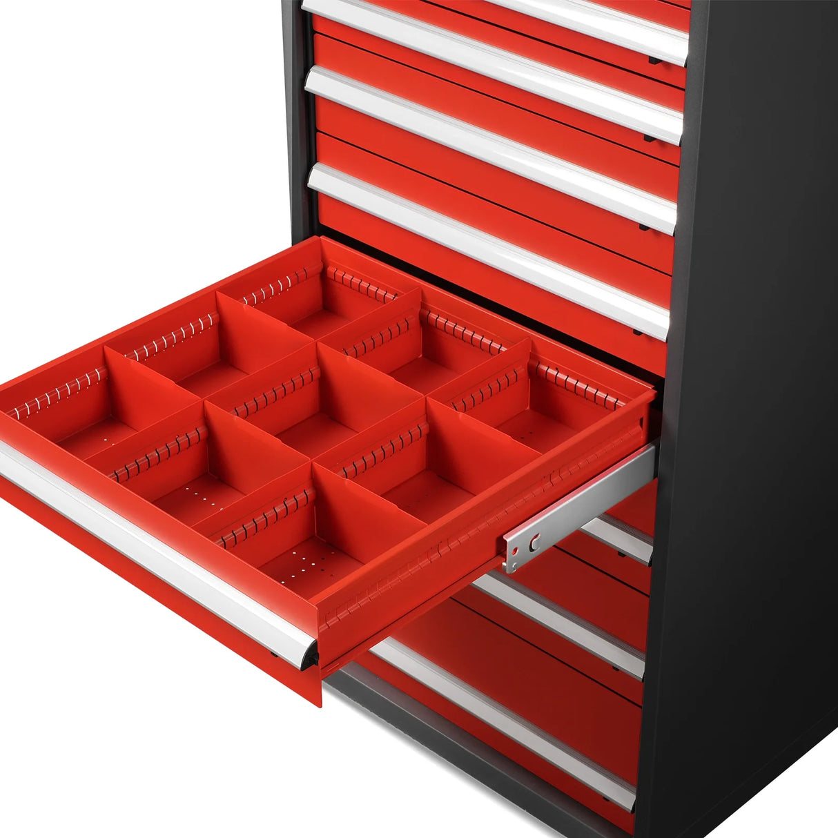 Heavy Duty Modular Drawer Cabinet - 9 Drawer, 59" H x 28.5" W x 28.5" D Tool Storage Organizer, Steel Construction