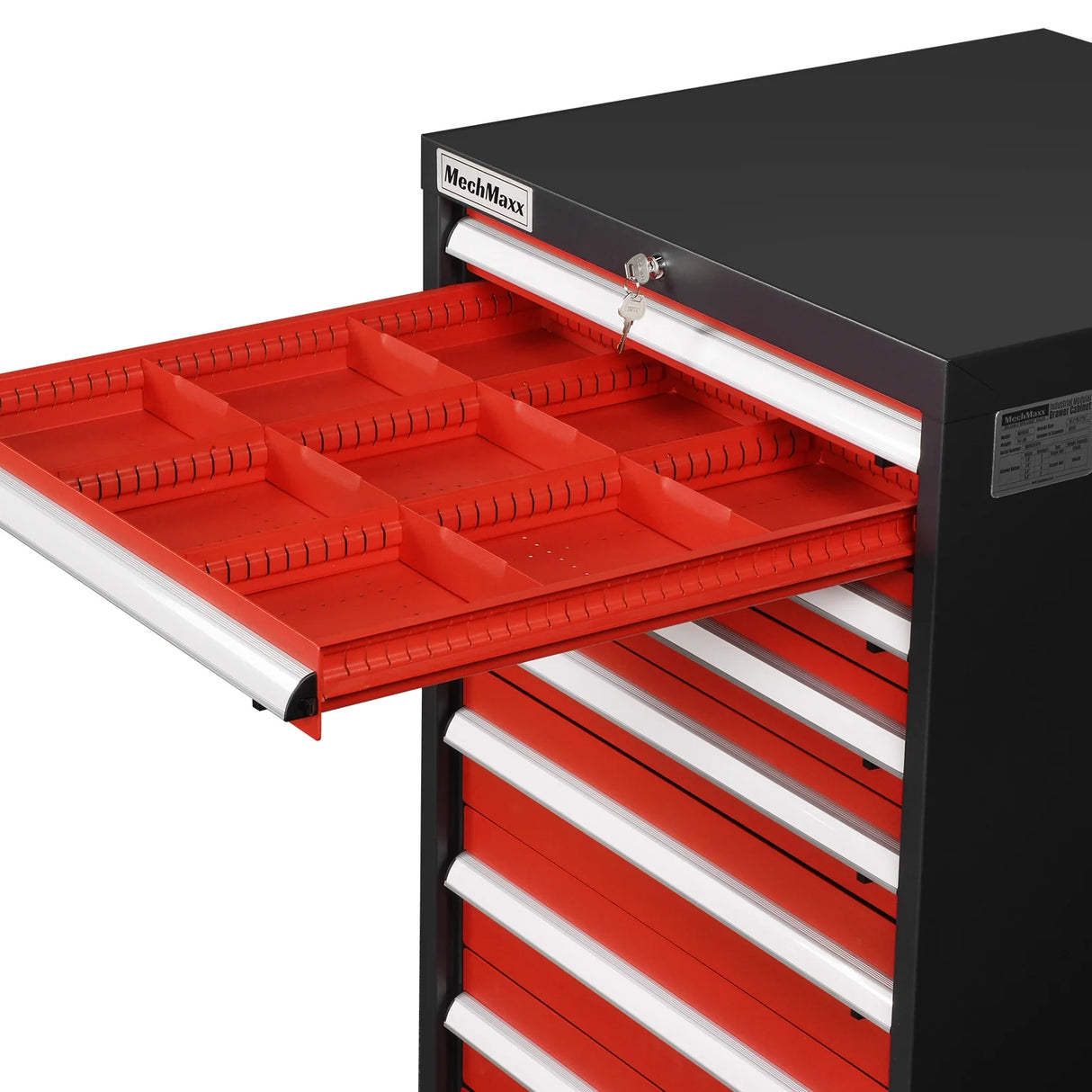 Heavy Duty Modular Drawer Cabinet - 10 Drawer, 59" H x 28.5" W x 28.5" D Tool Storage Organizer, Steel Construction