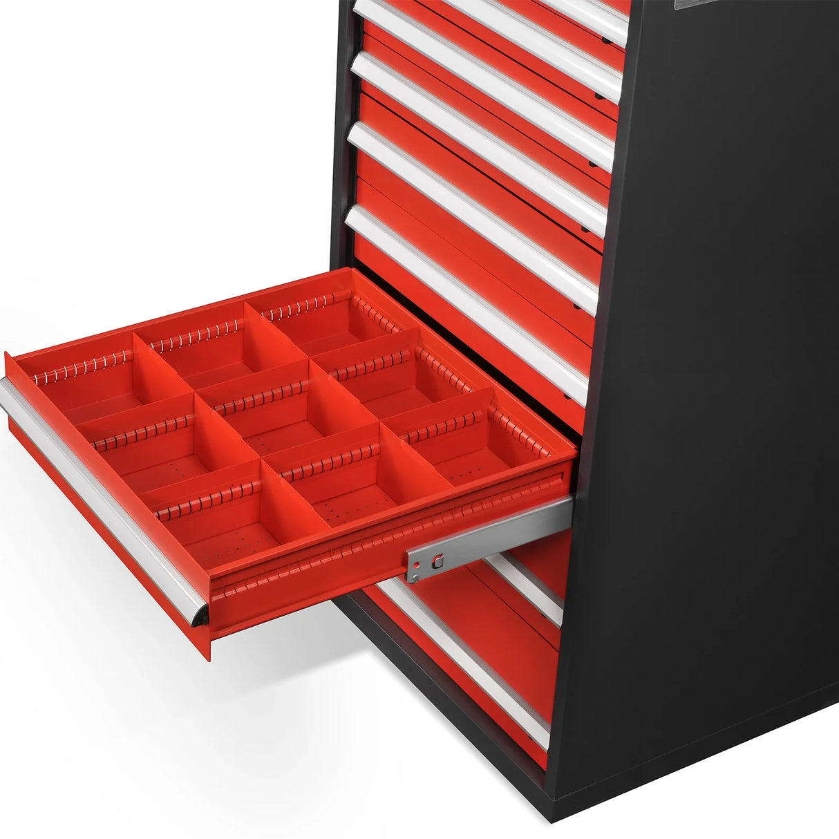 Heavy Duty Modular Drawer Cabinet - 10 Drawer, 59" H x 28.5" W x 28.5" D Tool Storage Organizer, Steel Construction