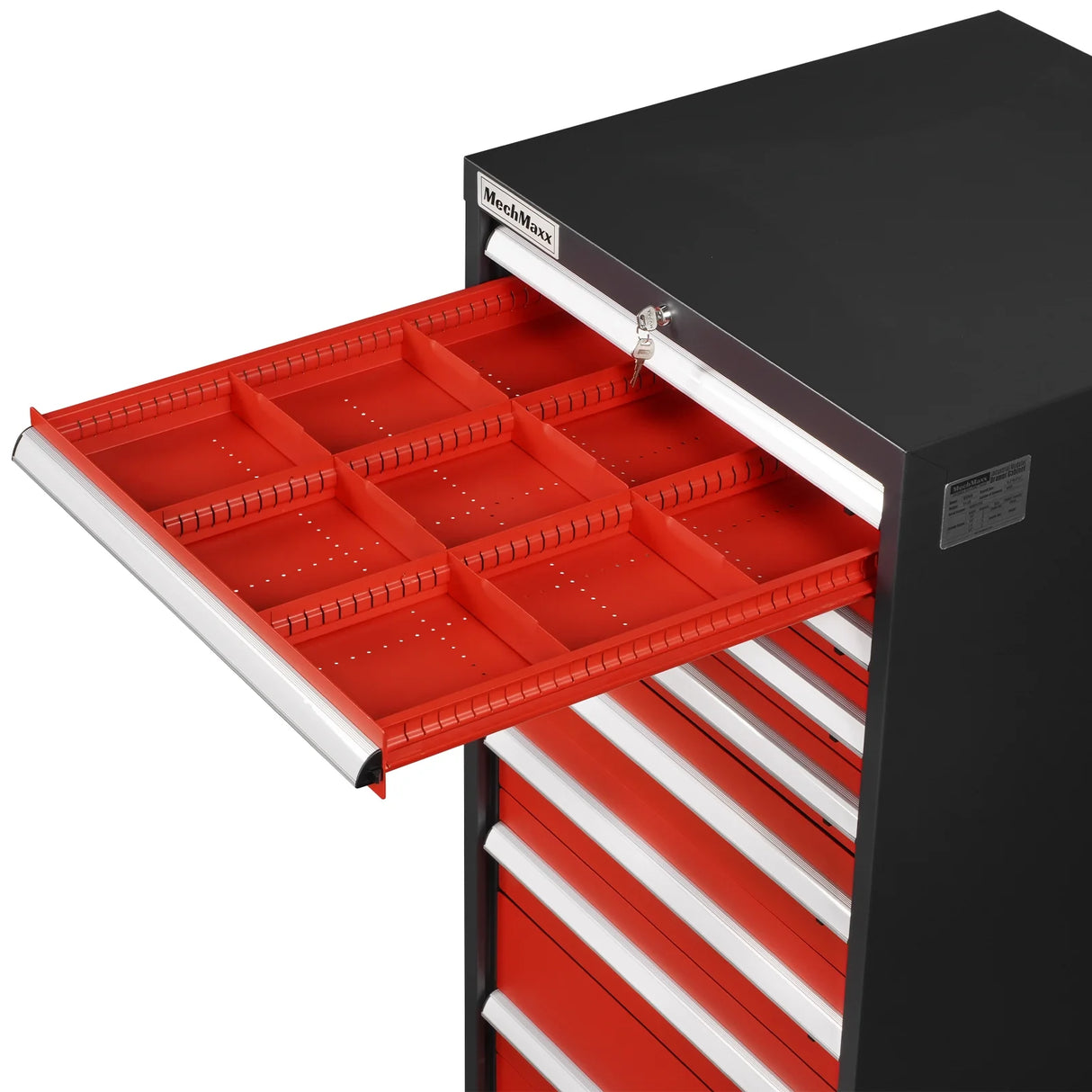 Heavy Duty Modular Drawer Cabinet - 10 Drawer, 59" H x 28.5" W x 28.5" D Tool Storage Organizer, Steel Construction