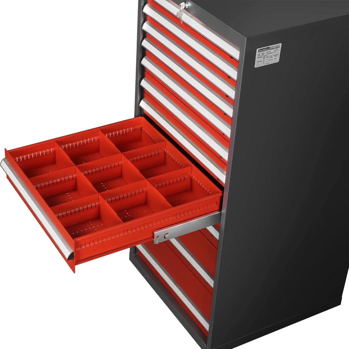 Heavy Duty Modular Drawer Cabinet - 11 Drawer, 59" H x 28.5" W x 28.5" D Tool Storage Organizer, Steel Construction