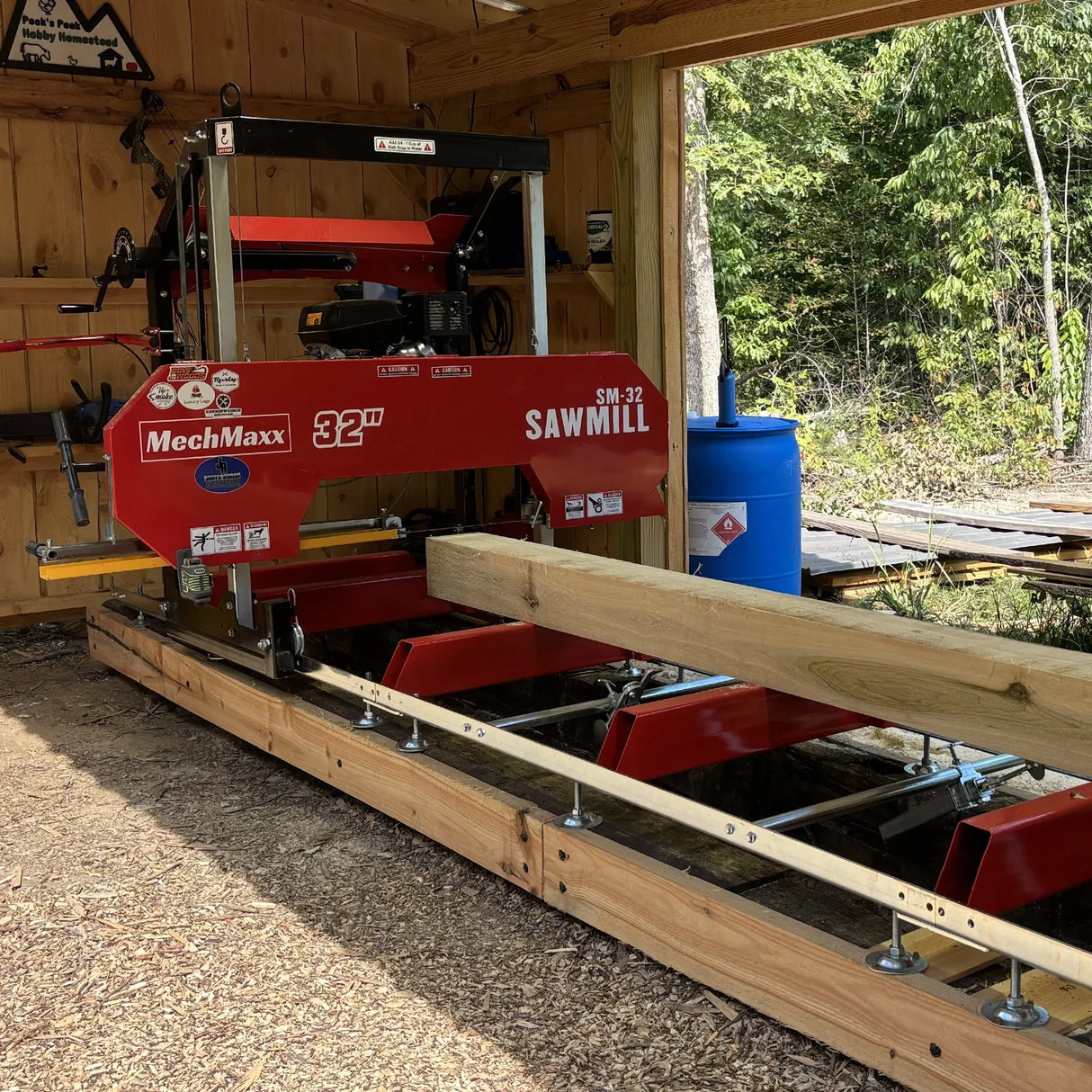 MechMaxx 32" Portable Sawmill, KOHLER CH440 429cc E-Start Gasoline Engine, 26.5" Board Width, 13' Track Length, SM-32