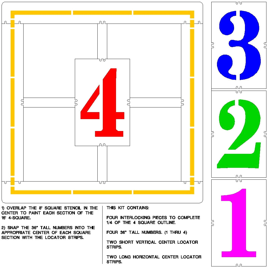 Newstripe Official Four Square Game Stencil