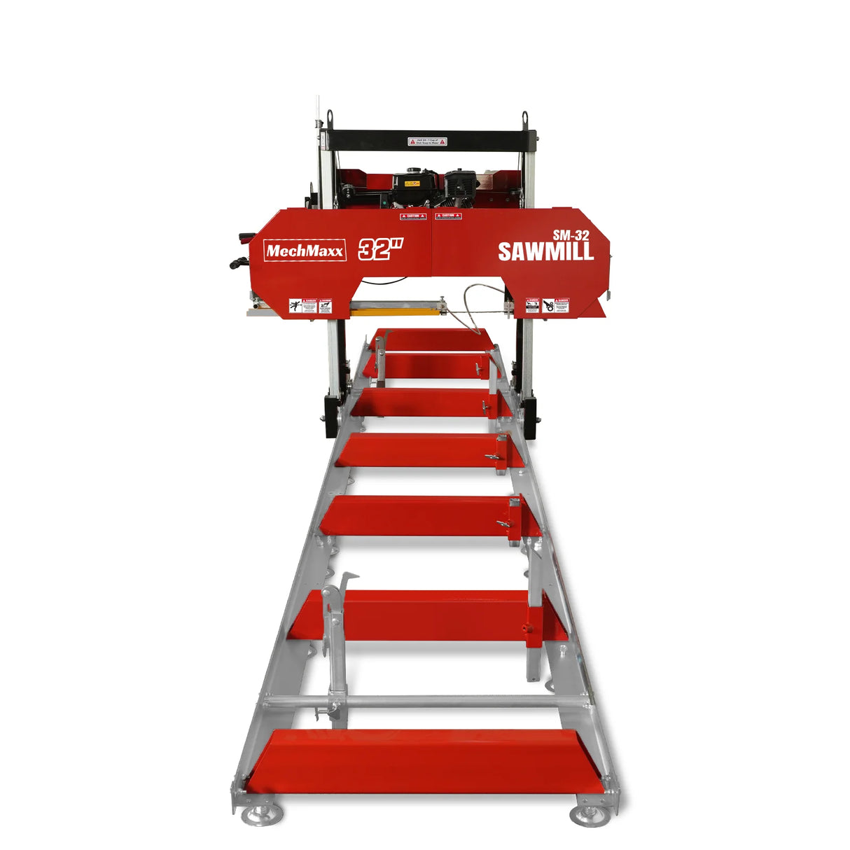 MechMaxx 32" Portable Sawmill (5 x Blades Included), 459cc 15HP E-Start Gasoline Engine, 26.5" Board Width, 20' Track Length (13' Track Length + 6.4' Track Extension Included), SM-32