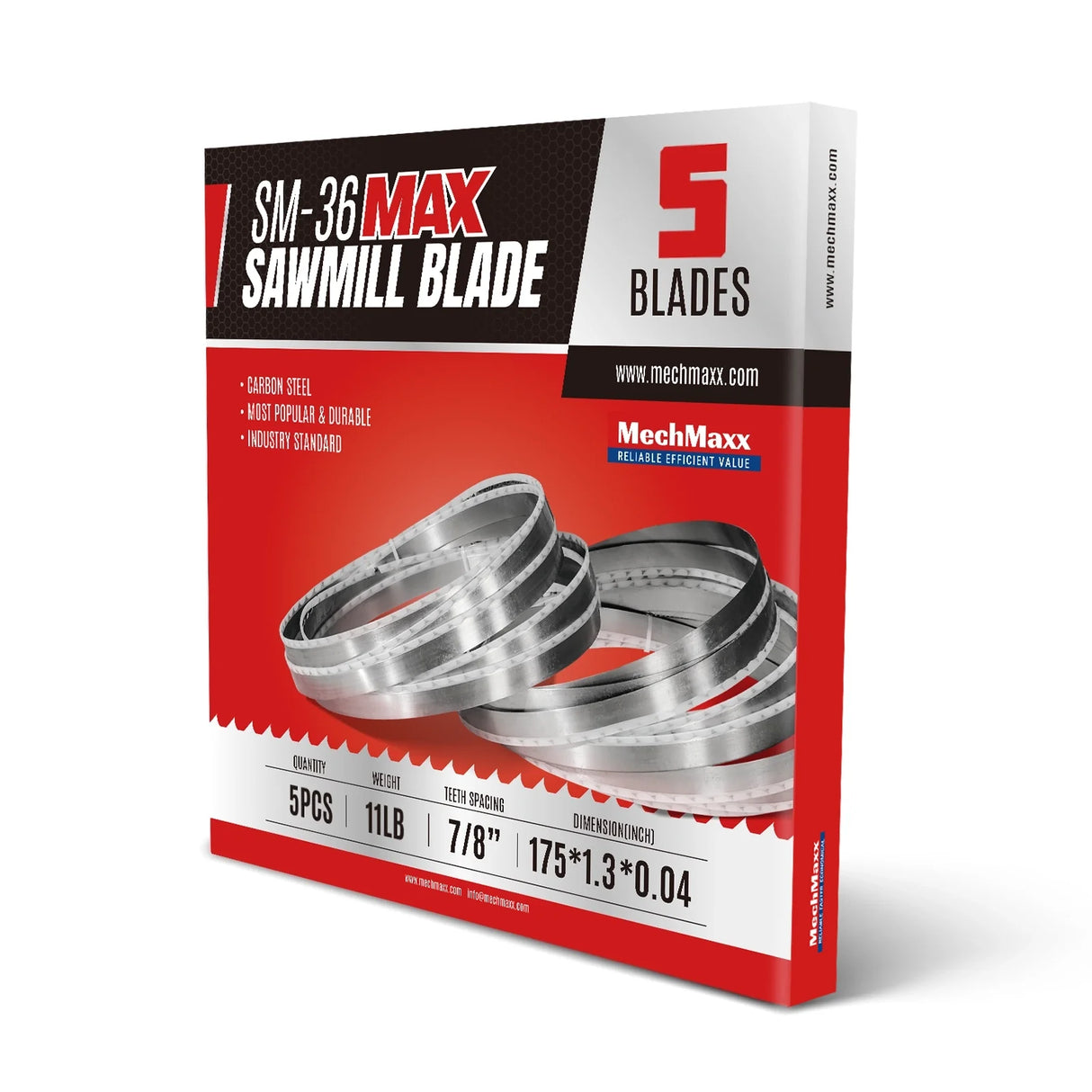 ( 1 Pack / 5 Blades ) SM-36MAX Hardwood Sawmill Blades (SKU: 150168MAX; 150168HMAX; 150268)