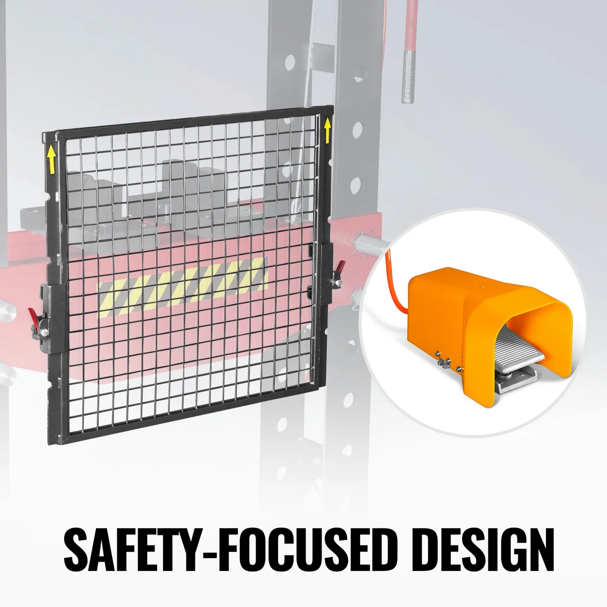 75 Ton H-Frame Air/Hydraulic Shop Press with Hand Winch, Fully Welded Steel Frame, Safety Guard, Foot Pedal Control, HSP75