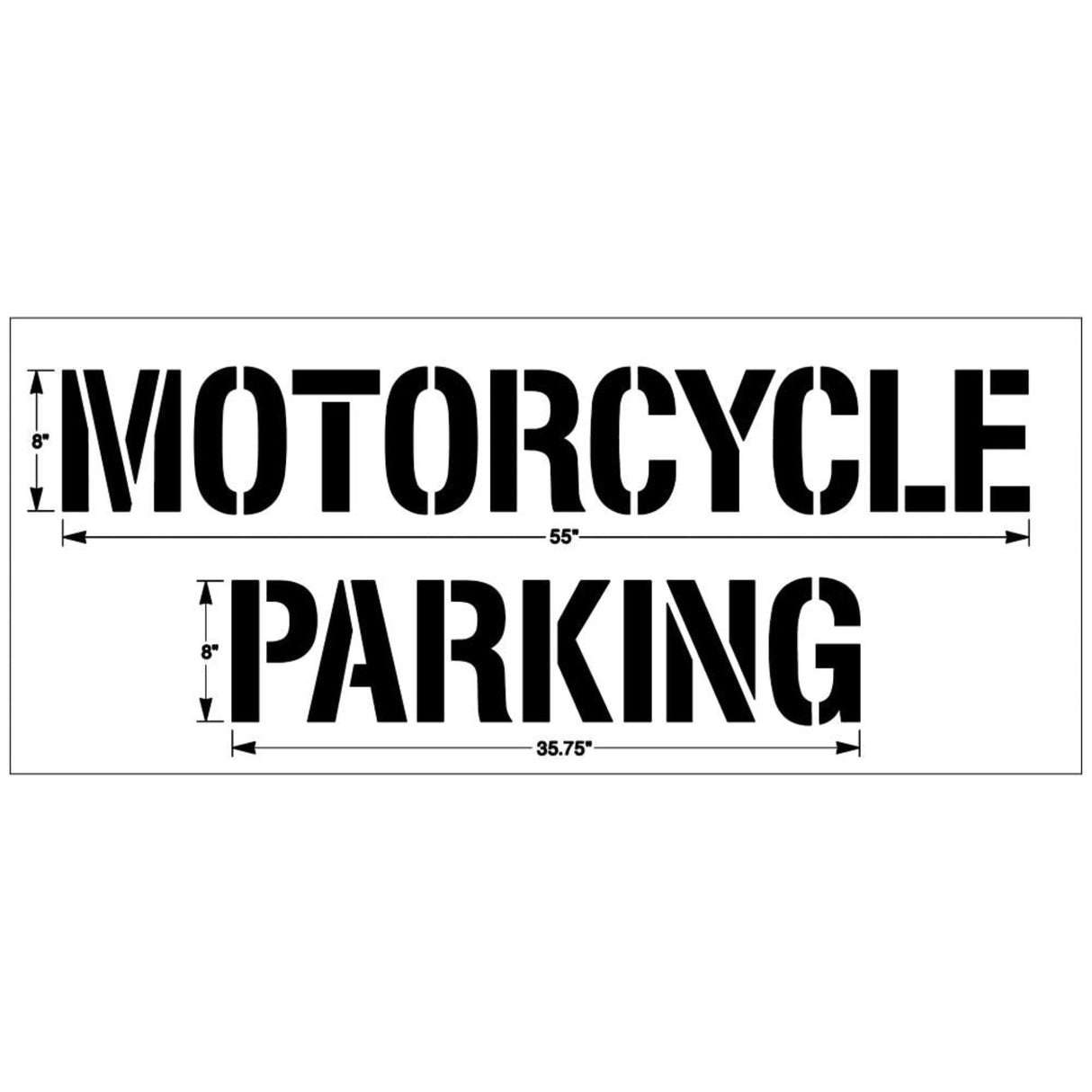 Newstripe 8 in 2 Lines MOTORCYCLE PARKING Stencil