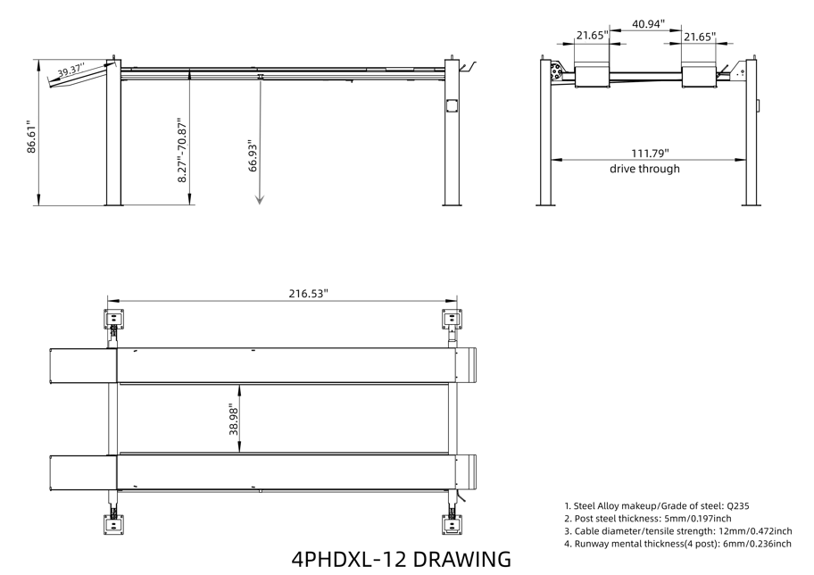 Olympic Equipment 12,000 lb Car & Truck Storage 4-Post Lift 4PHDXL-12