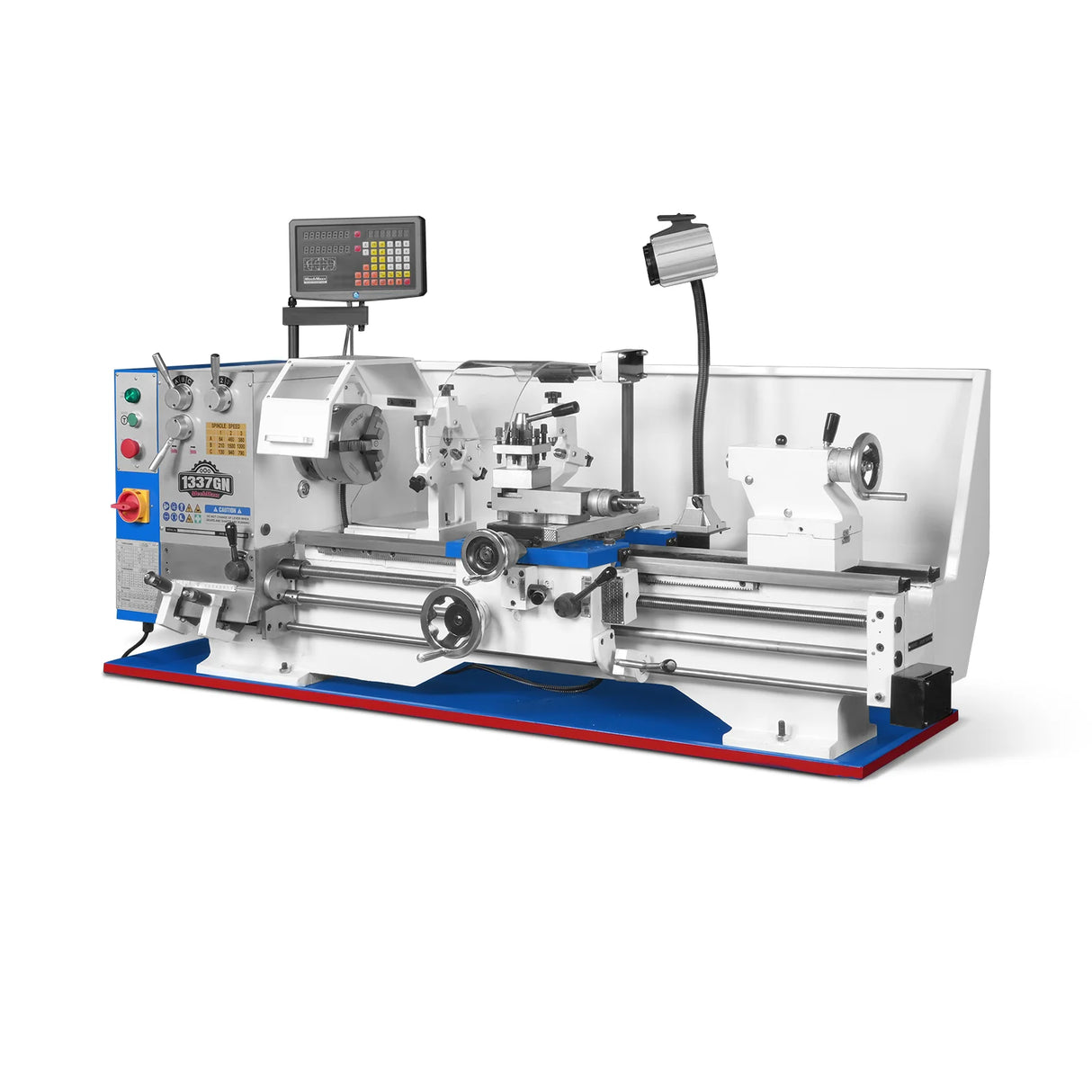 MechMaxx Full Norton Gear Box 13" x 37" Industrial Heavy Duty Bench Metal Lathe 1.5HP/1100W Metal Working Lathe High Precision 64-1500 RPM Variable Speed 1337GN