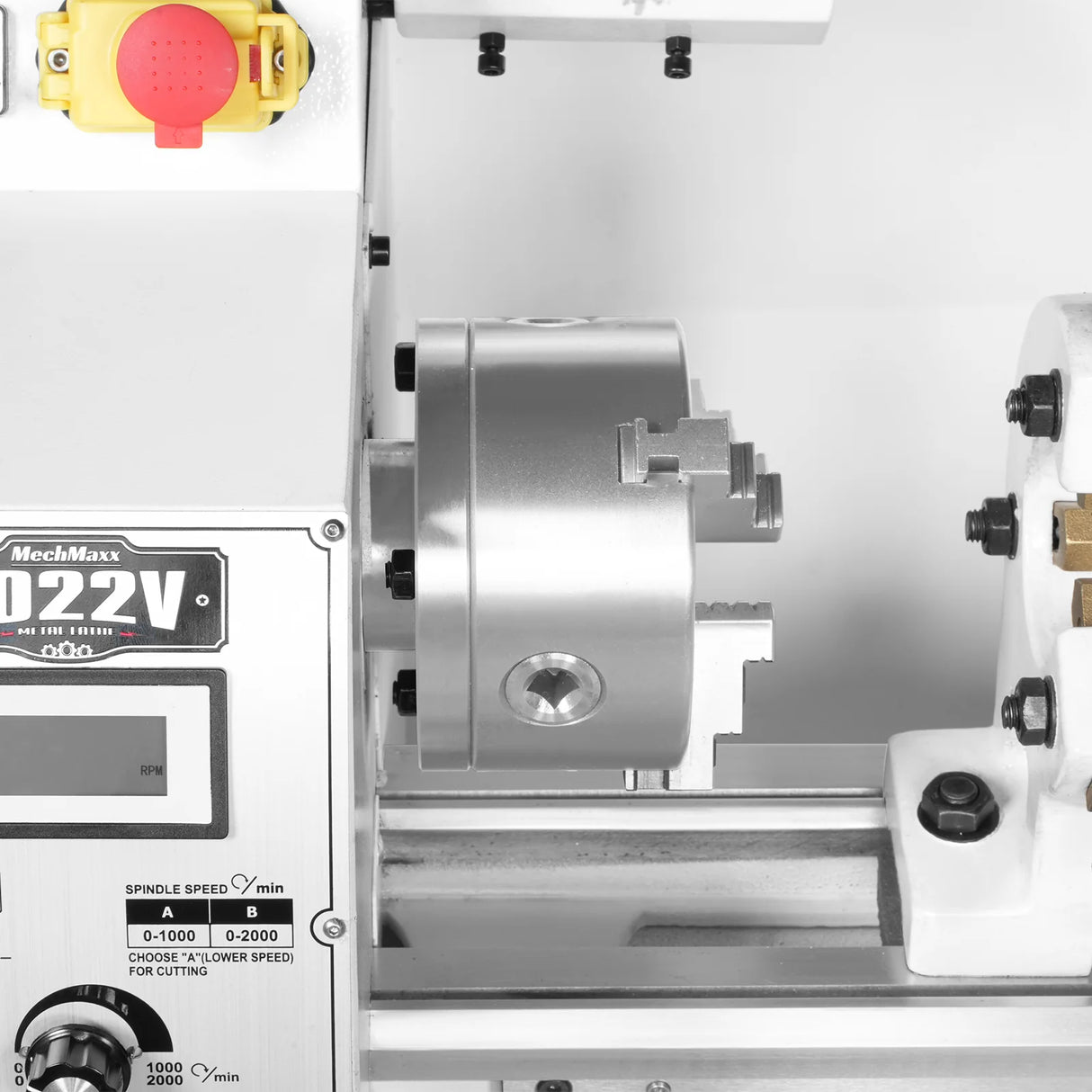 MechMaxx 10'' x 22'' Industrial Metal Lathe Machine with DRO High Precision Benchtop 1.5HP Brushless Motor 0-2000 RPM Variable Speed Metal Working Machine Small Lathe without Stand 1022VD