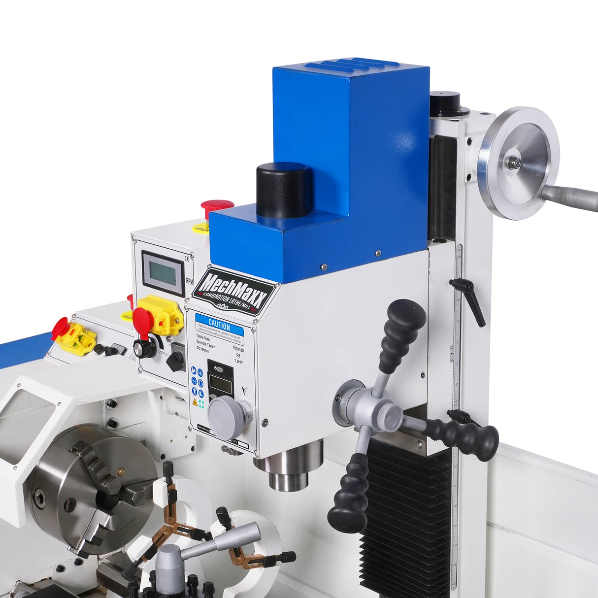 MechMaxx 2 HP 11'' x 30'' Combination Lathe Milling Drilling Machine Brushless Motor, 1.5'' Spindle Bore, 0-2000 RPM Variable Speed, High Precision Benchtop Lathe for Metalworking – Without Stand 1130VC