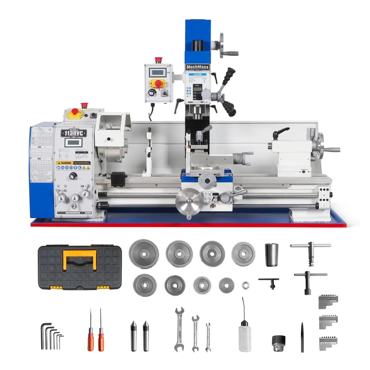 MechMaxx 2 HP 11'' x 30'' Combination Lathe Milling Drilling Machine Brushless Motor, 1.5'' Spindle Bore, 0-2000 RPM Variable Speed, High Precision Benchtop Lathe for Metalworking – Without Stand 1130VC