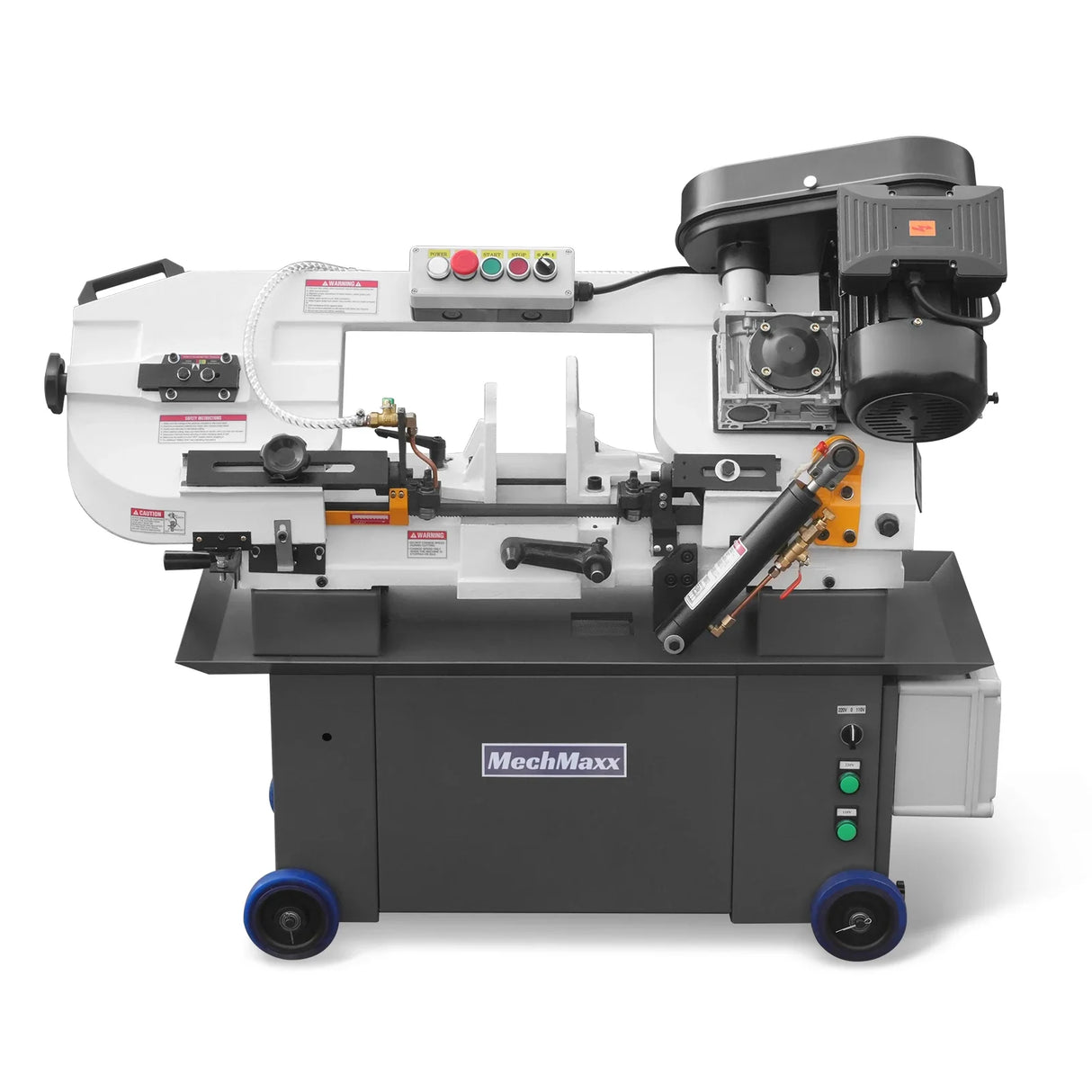 MechMaxx 7" x 12" Metal Band Saw, 1.5 HP 115V/230V Dual Voltage 4-Speed Horizontal Vertical Bandsaw with Hydraulic Downfeed, Coolant System & Adjustable Angle Cutting for Steel, Aluminum, Pipe & Structural Metal BS-712N