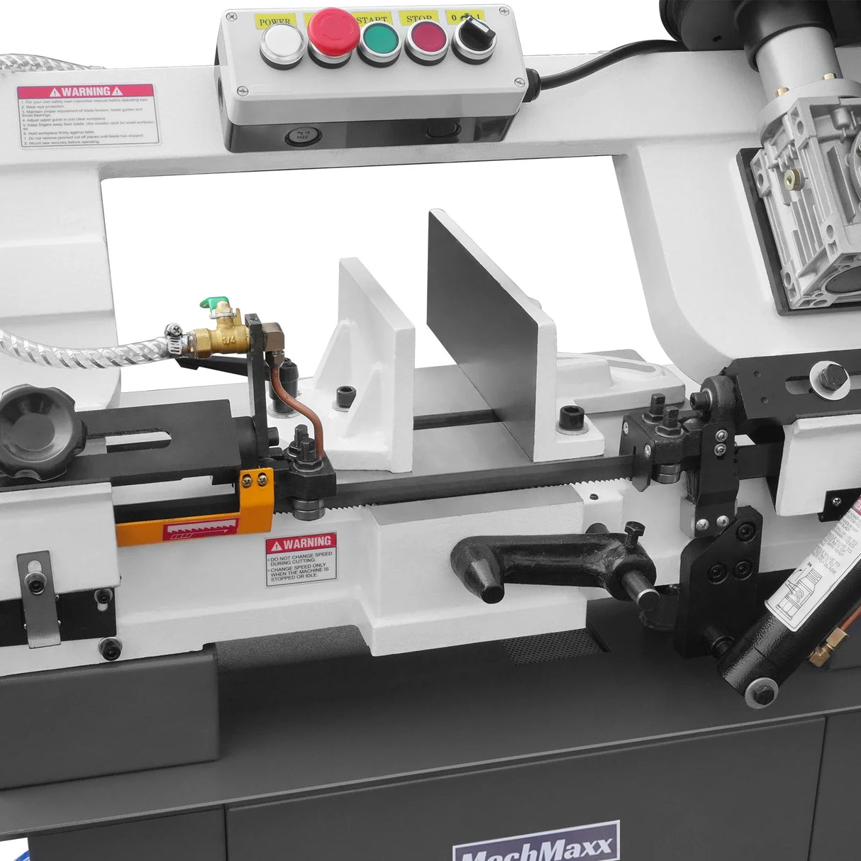 MechMaxx 7" x 12" Metal Band Saw, 1.5 HP 115V/230V Dual Voltage 4-Speed Horizontal Vertical Bandsaw with Hydraulic Downfeed, Coolant System & Adjustable Angle Cutting for Steel, Aluminum, Pipe & Structural Metal BS-712N