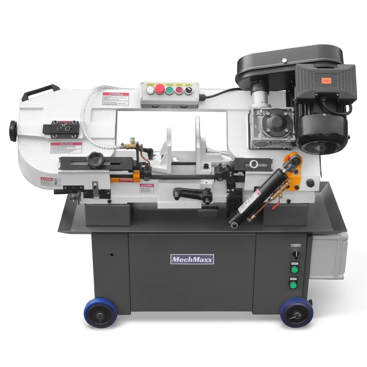 MechMaxx 7" x 12" Metal Band Saw, 1.5 HP 115V/230V Dual Voltage 4-Speed Horizontal Vertical Bandsaw with Hydraulic Downfeed, Coolant System & Adjustable Angle Cutting for Steel, Aluminum, Pipe & Structural Metal BS-712N