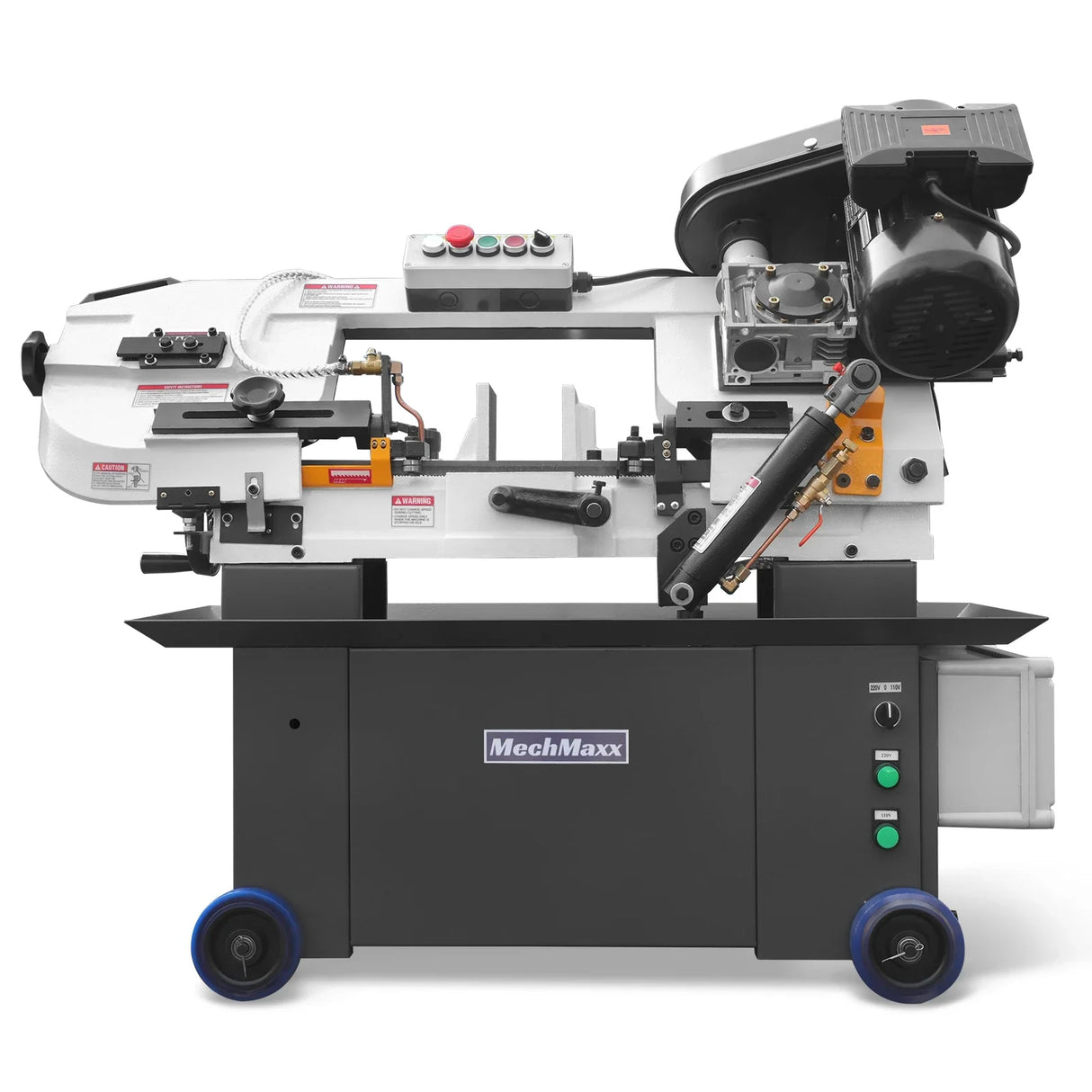 MechMaxx 7" x 12" Metal Band Saw, 1.5 HP 115V/230V Dual Voltage 4-Speed Horizontal Vertical Bandsaw with Hydraulic Downfeed, Coolant System & Adjustable Angle Cutting for Steel, Aluminum, Pipe & Structural Metal BS-712N