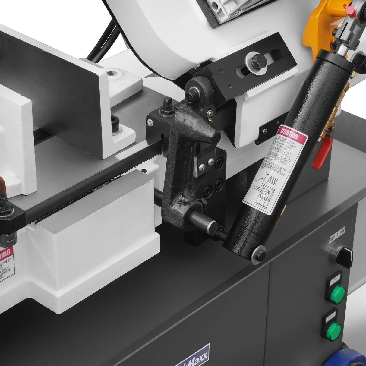 MechMaxx 7" x 12" Metal Band Saw, 1.5 HP 115V/230V Dual Voltage 4-Speed Horizontal Vertical Bandsaw with Hydraulic Downfeed, Coolant System & Adjustable Angle Cutting for Steel, Aluminum, Pipe & Structural Metal BS-712N