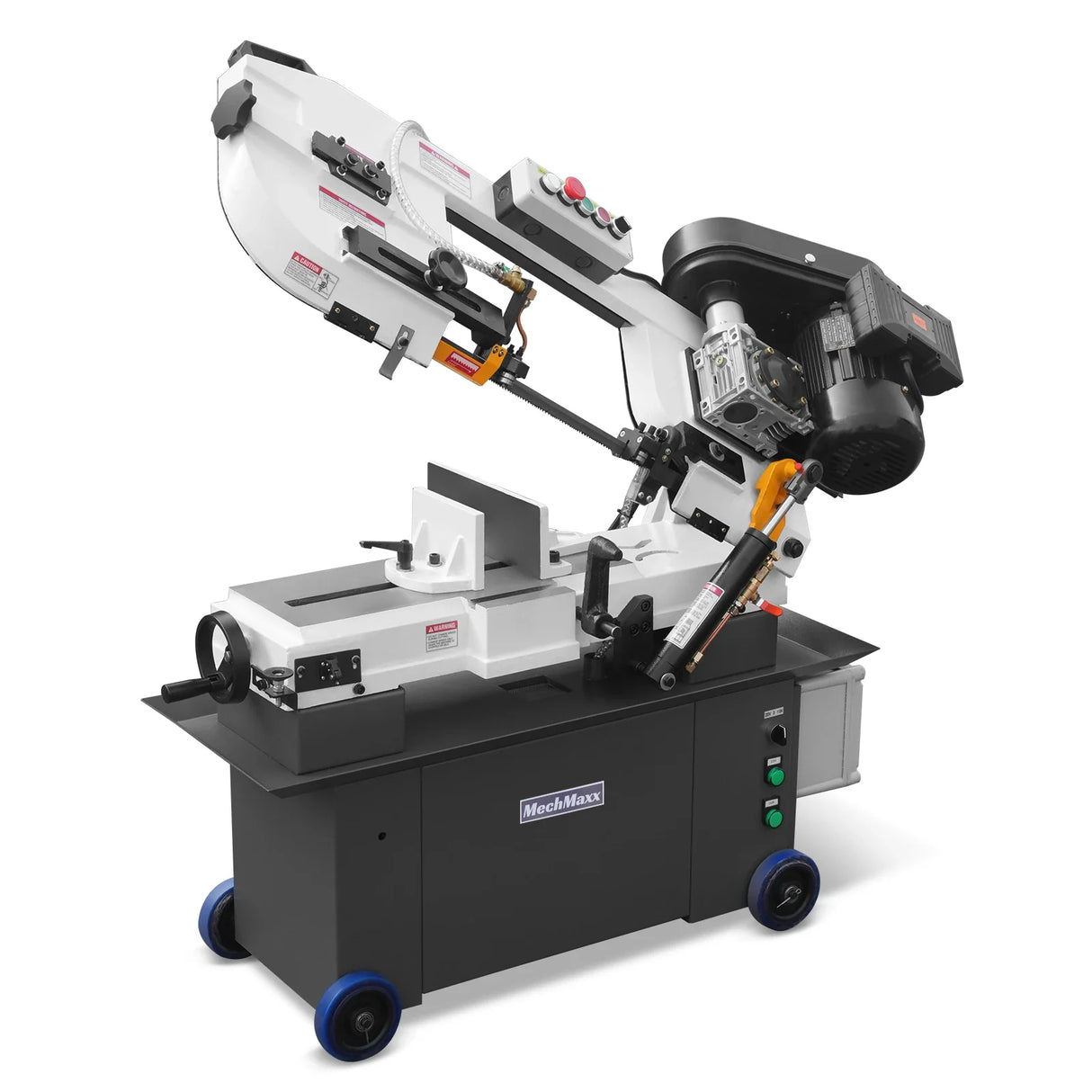 MechMaxx 7" x 12" Metal Band Saw, 1.5 HP 115V/230V Dual Voltage 4-Speed Horizontal Vertical Bandsaw with Hydraulic Downfeed, Coolant System & Adjustable Angle Cutting for Steel, Aluminum, Pipe & Structural Metal BS-712N