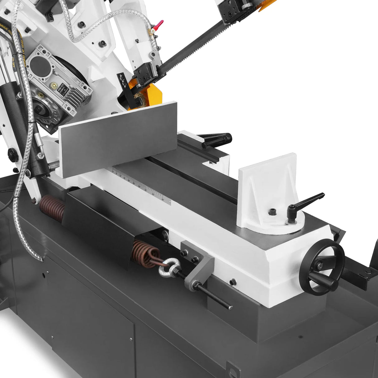 MechMaxx Metal Cutting Band Saw, 10" Round / 18"x5" Rectangular Capacity, 2HP 1.5kW Motor, 4-Speed (35-114 MPM), Horizontal Bandsaw with 0-45° Swivel, Hydraulic Downfeed, 230V 1PH 60Hz, Industrial Grade for Steel, Aluminum & Alloys BS-1018B