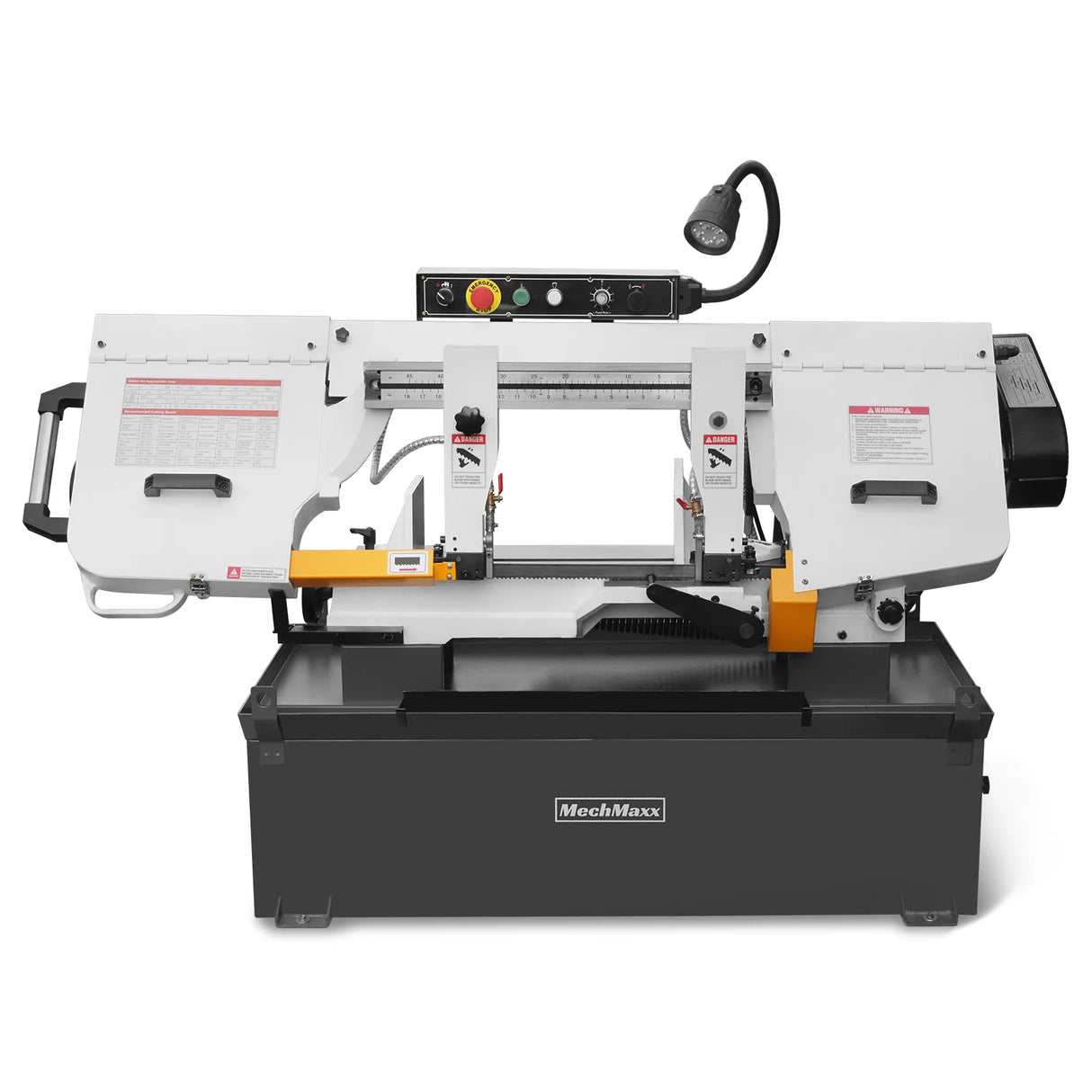 MechMaxx Metal Cutting Band Saw, 10" Round / 18"x5" Rectangular Capacity, 2HP 1.5kW Motor, 4-Speed (35-114 MPM), Horizontal Bandsaw with 0-45° Swivel, Hydraulic Downfeed, 230V 1PH 60Hz, Industrial Grade for Steel, Aluminum & Alloys BS-1018B
