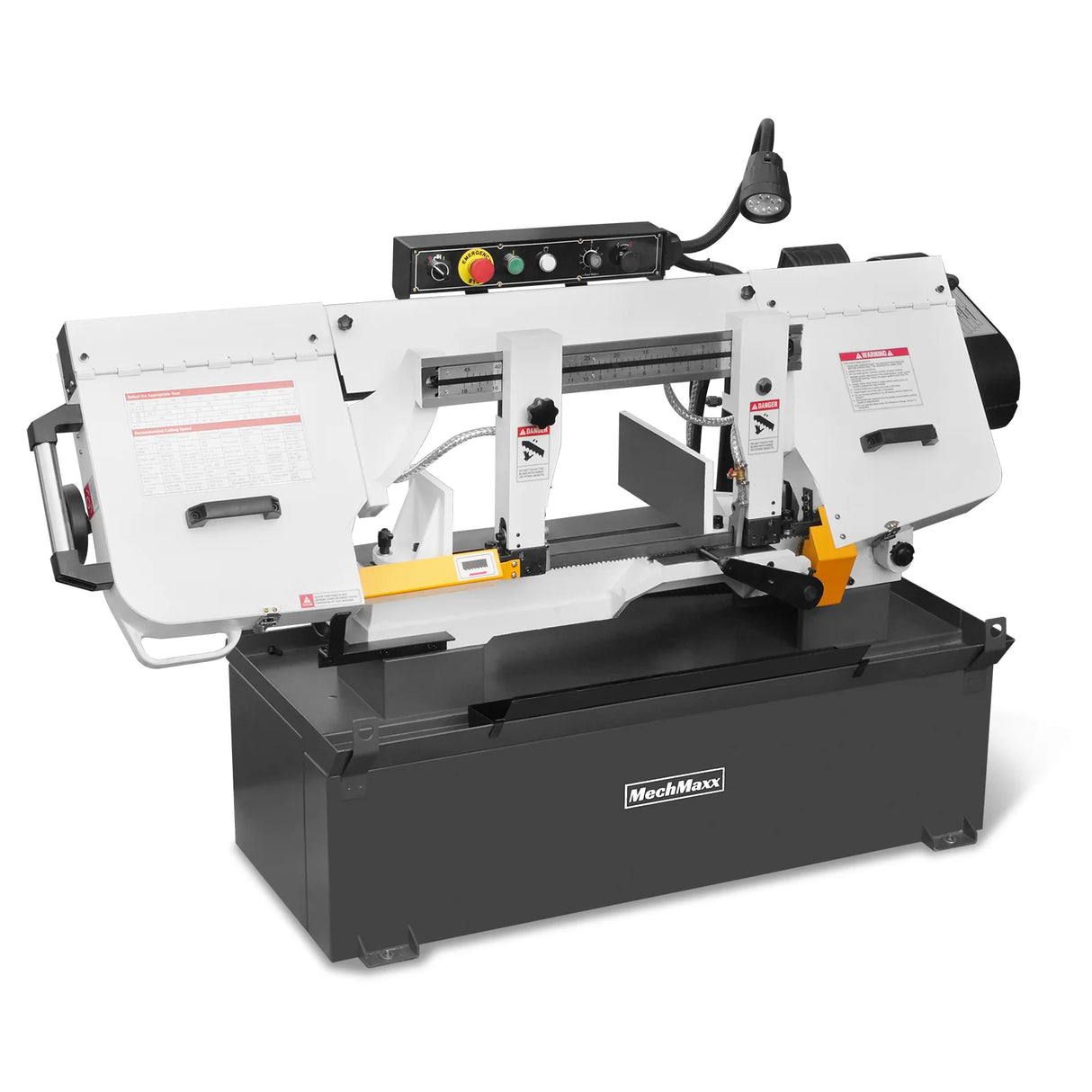 MechMaxx Metal Cutting Band Saw, 10" Round / 18"x5" Rectangular Capacity, 2HP 1.5kW Motor, 4-Speed (35-114 MPM), Horizontal Bandsaw with 0-45° Swivel, Hydraulic Downfeed, 230V 1PH 60Hz, Industrial Grade for Steel, Aluminum & Alloys BS-1018B