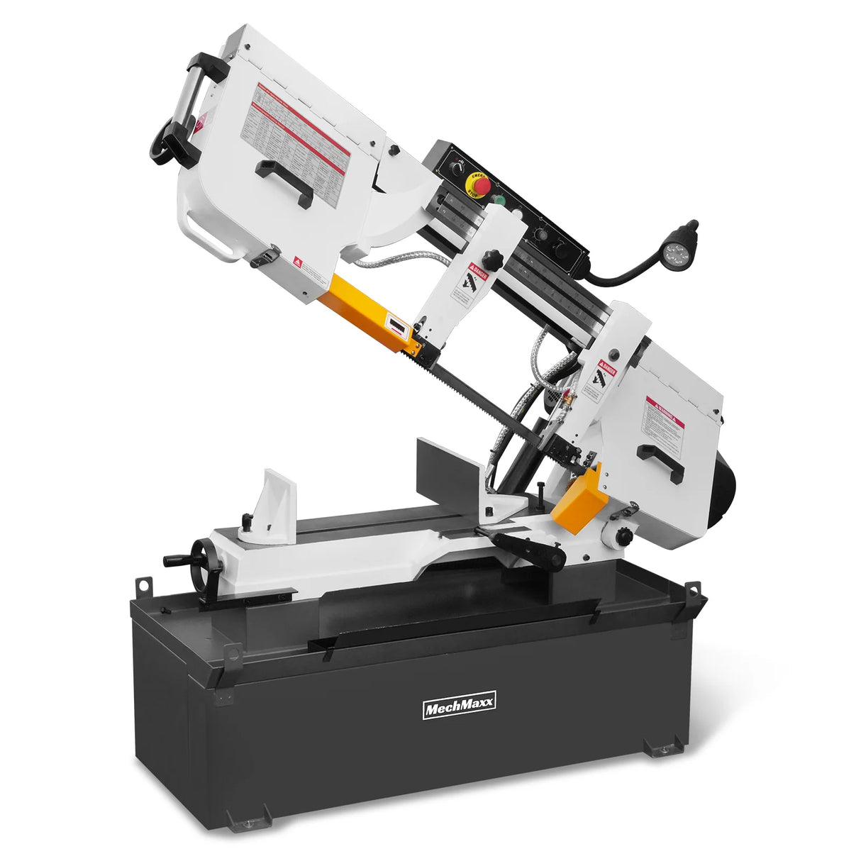 MechMaxx Metal Cutting Band Saw, 10" Round / 18"x5" Rectangular Capacity, 2HP 1.5kW Motor, 4-Speed (35-114 MPM), Horizontal Bandsaw with 0-45° Swivel, Hydraulic Downfeed, 230V 1PH 60Hz, Industrial Grade for Steel, Aluminum & Alloys BS-1018B