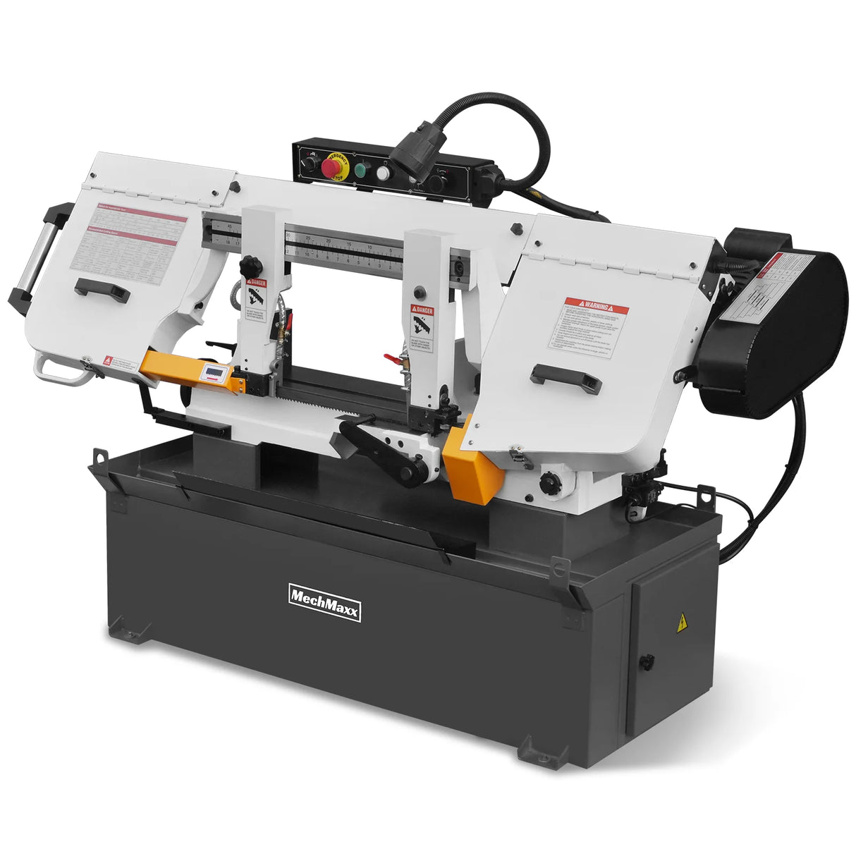 MechMaxx Metal Cutting Band Saw, 10" Round / 18"x5" Rectangular Capacity, 2HP 1.5kW Motor, 4-Speed (35-114 MPM), Horizontal Bandsaw with 0-45° Swivel, Hydraulic Downfeed, 230V 1PH 60Hz, Industrial Grade for Steel, Aluminum & Alloys BS-1018B