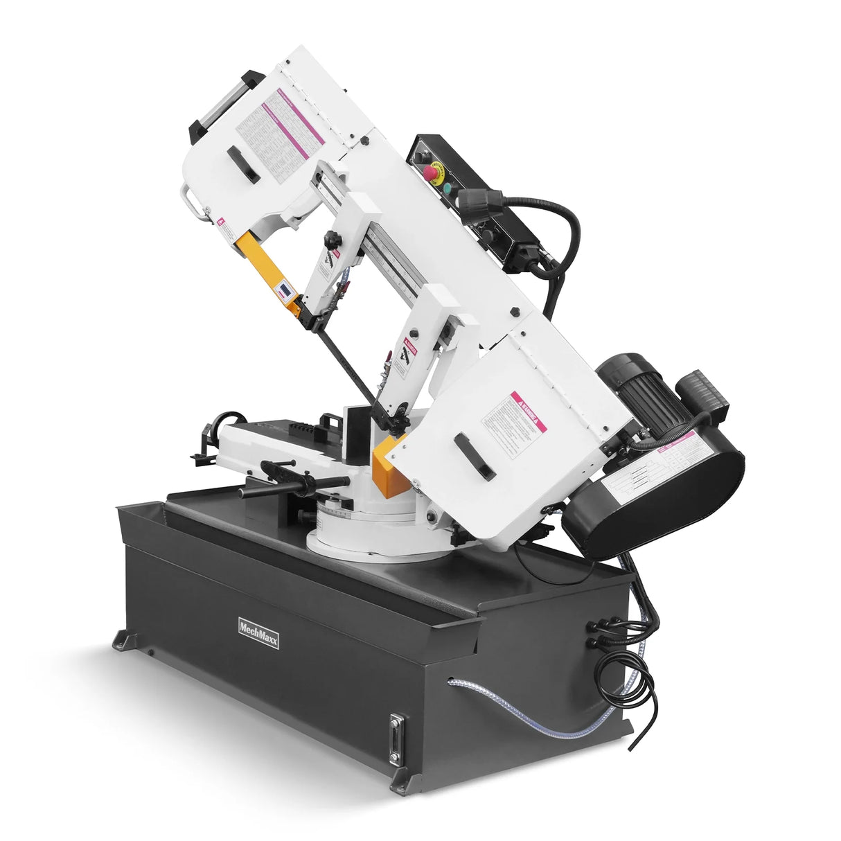 MechMaxx Metal Cutting Band Saw 10 Inch Horizontal Bandsaw 2HP 220V 60Hz 1PH 0‑45° Mitering Hydraulic Down Feed Built‑in Coolant System for Steel Aluminum Alloy Metal Fabrication BS-1018R