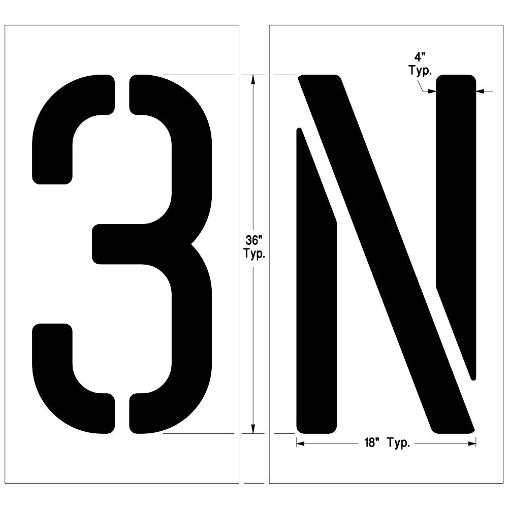 Newstripe 4 in to 12 in Individual Letter & Number Stencils