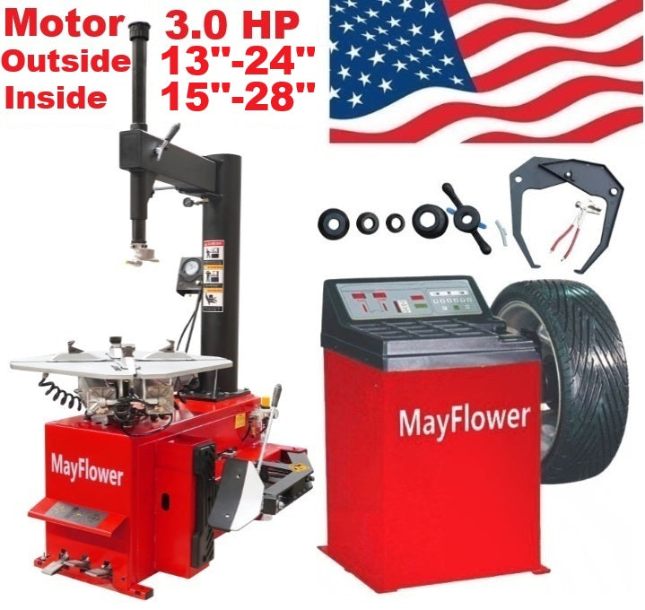 Mayflower 3.0 HP Tire Changer Wheel Changers Balancer Machine Combo 980 800 Red Edition