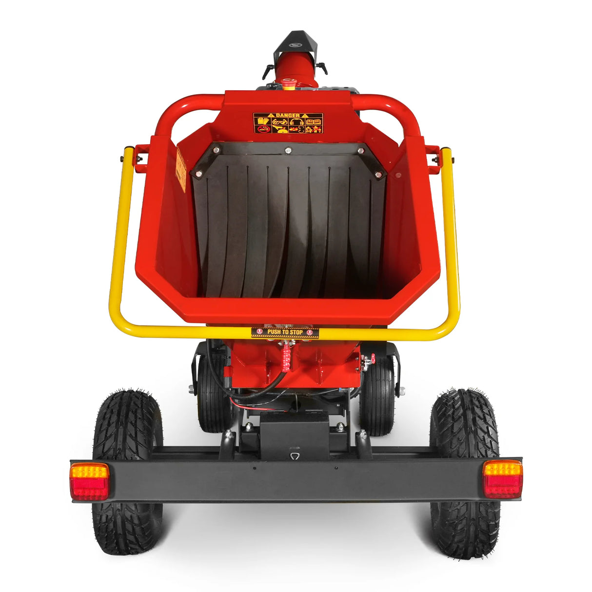 MechMaxx 6 inch HONDA E-Start Gasoline Engine Powered 4 - Wheel Drum Wood Chipper with Taillight , B150