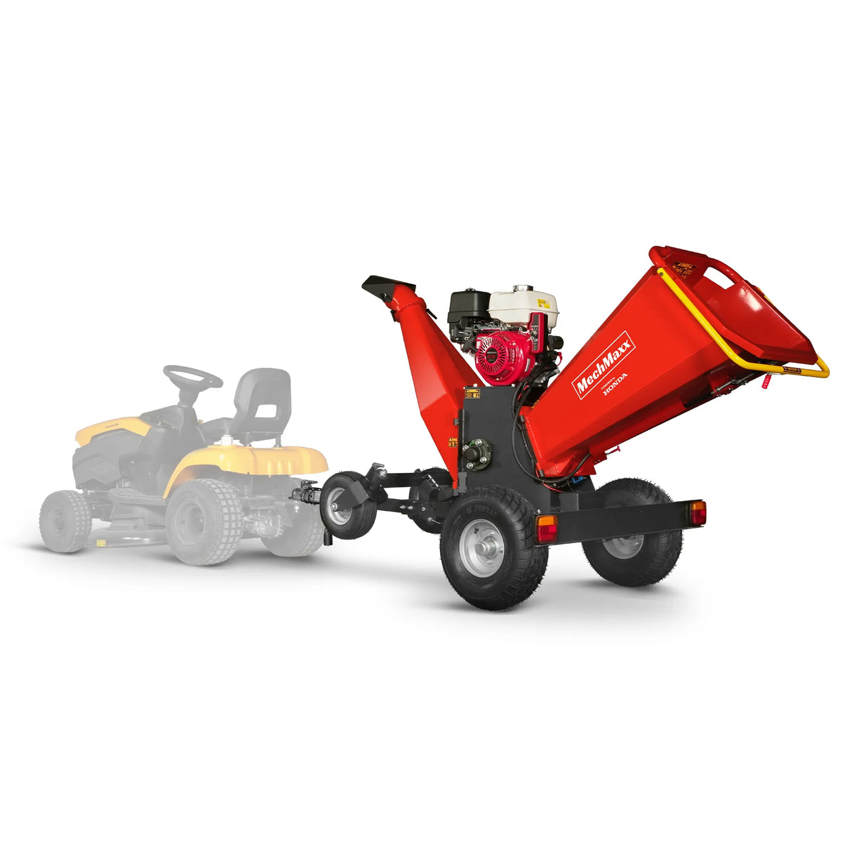 MechMaxx 6 inch HONDA E-Start Gasoline Engine Powered 4 - Wheel Drum Wood Chipper with Taillight , B150