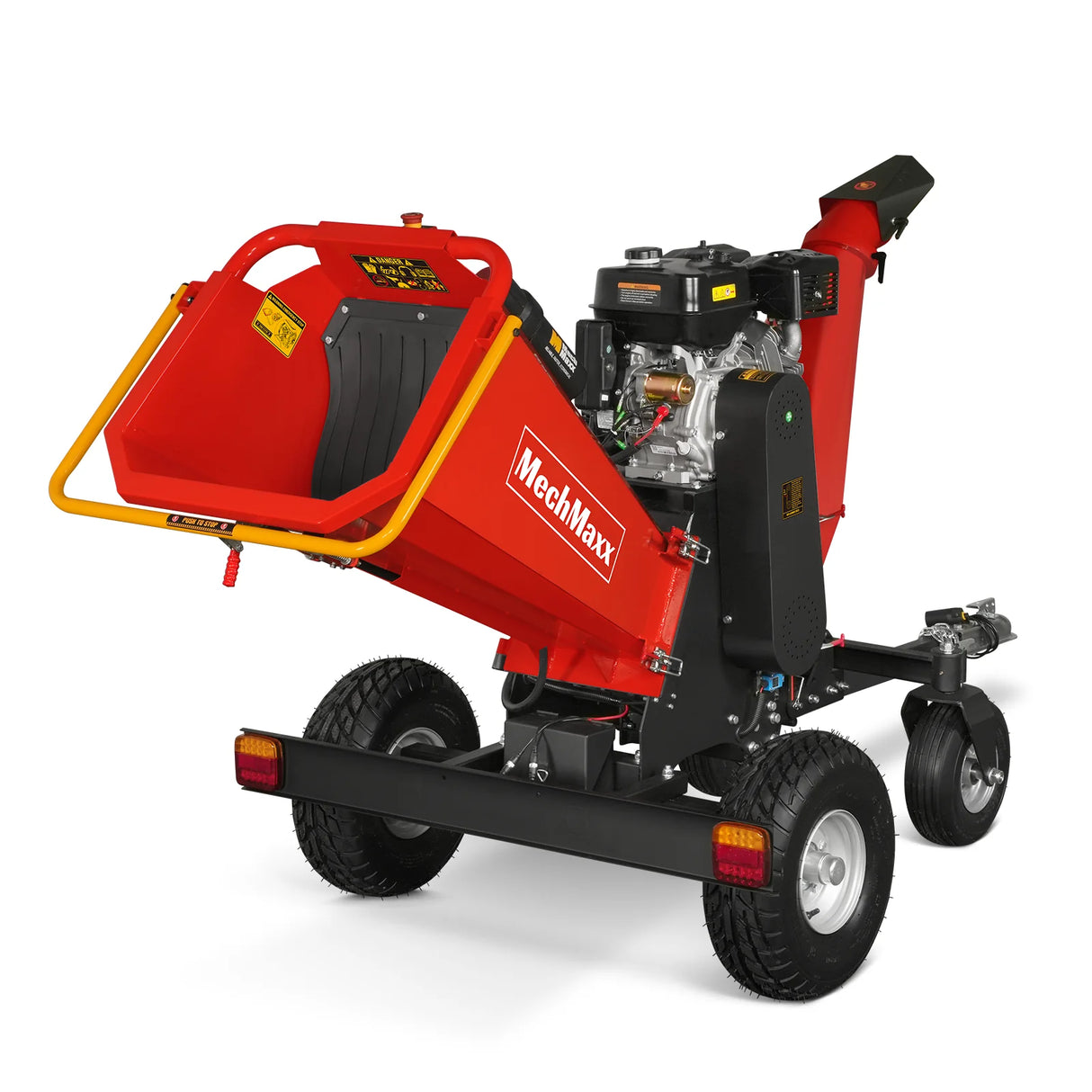 MechMaxx 6 inch ZONSEN E-Start 459cc 15hp Gas Powered 4 - Wheel Drum Wood Chipper with Taillight , B150