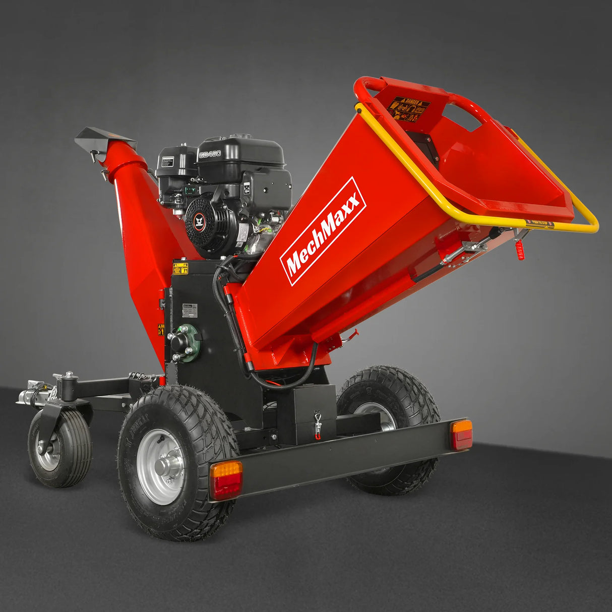 MechMaxx 6 inch ZONSEN E-Start 459cc 15hp Gas Powered 4 - Wheel Drum Wood Chipper with Taillight , B150